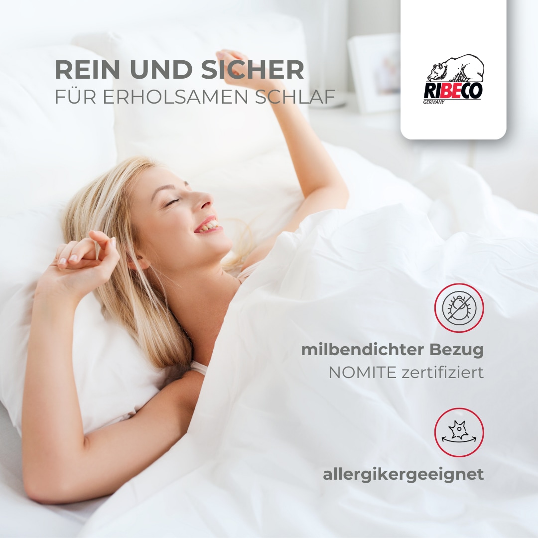 RIBECO Federbettdecke + Federkissen »Laram, 2-tlg. Naturprodukt zum TOP-Preis!«, (Spar-Set), Decke mit Kissen, verschiedene Größen, Bettdecke 135x200, 155x220 cm