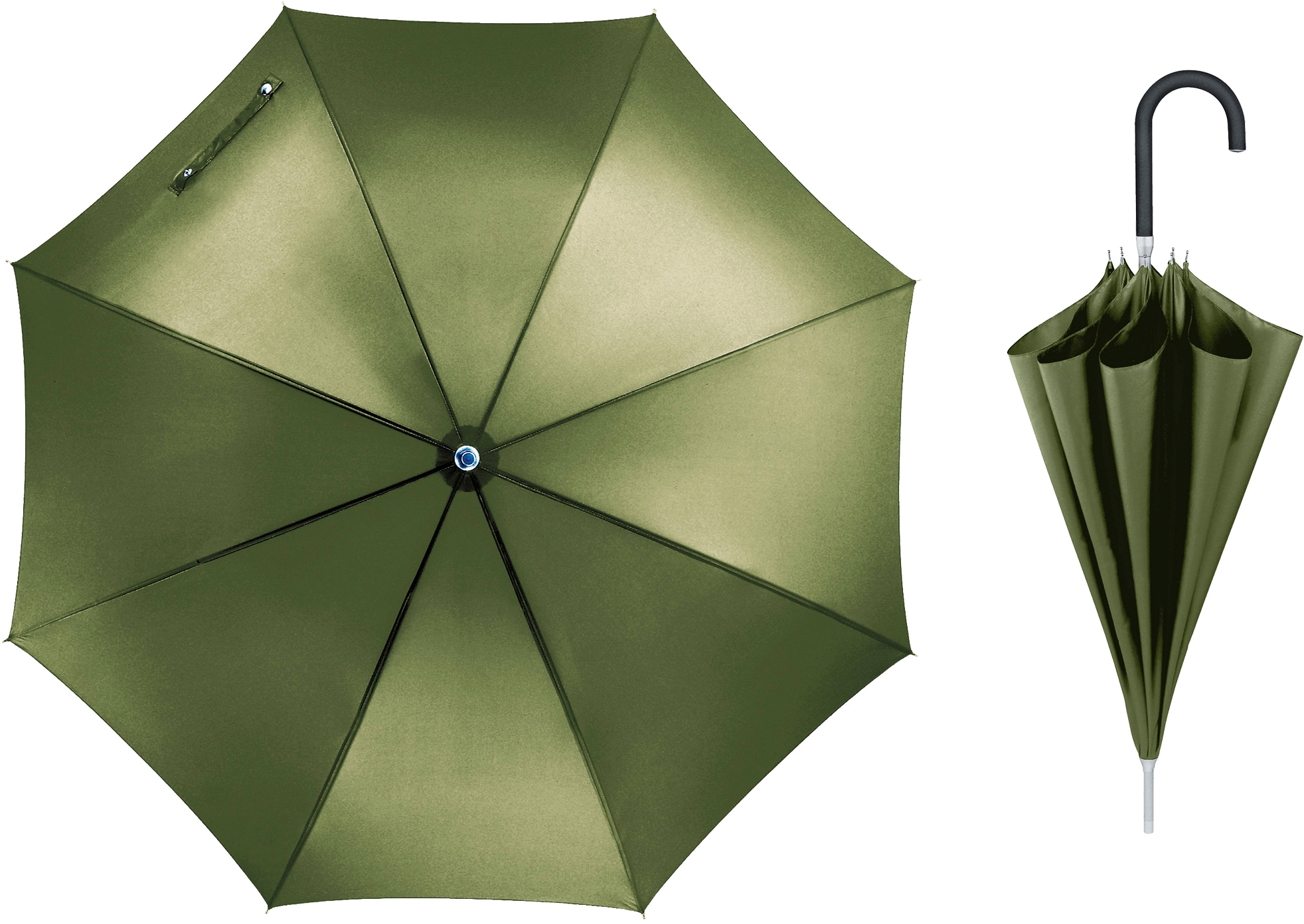 Stockregenschirm »Kompliment, olivgrün«, mit bedienungsfreundlichem, tastenlosen Schieber