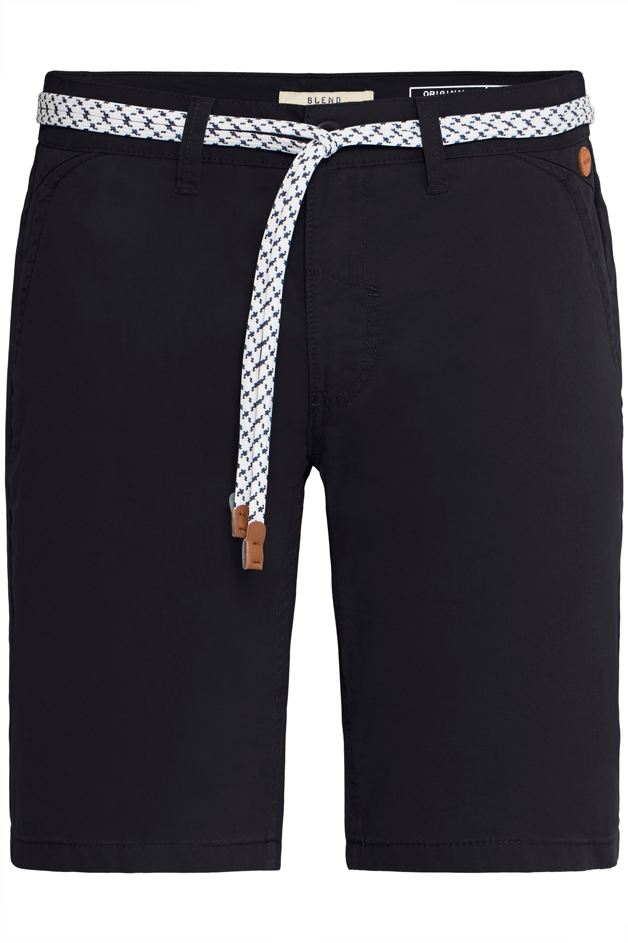 Chinoshorts BLEND "BHRagna", Herren, Gr. XL, US-Größen, schwarz, Web, 100% Baumwolle, unifarben, regular fit kurz, Hosen Chinoshorts, Chino Shorts mit Gürtel