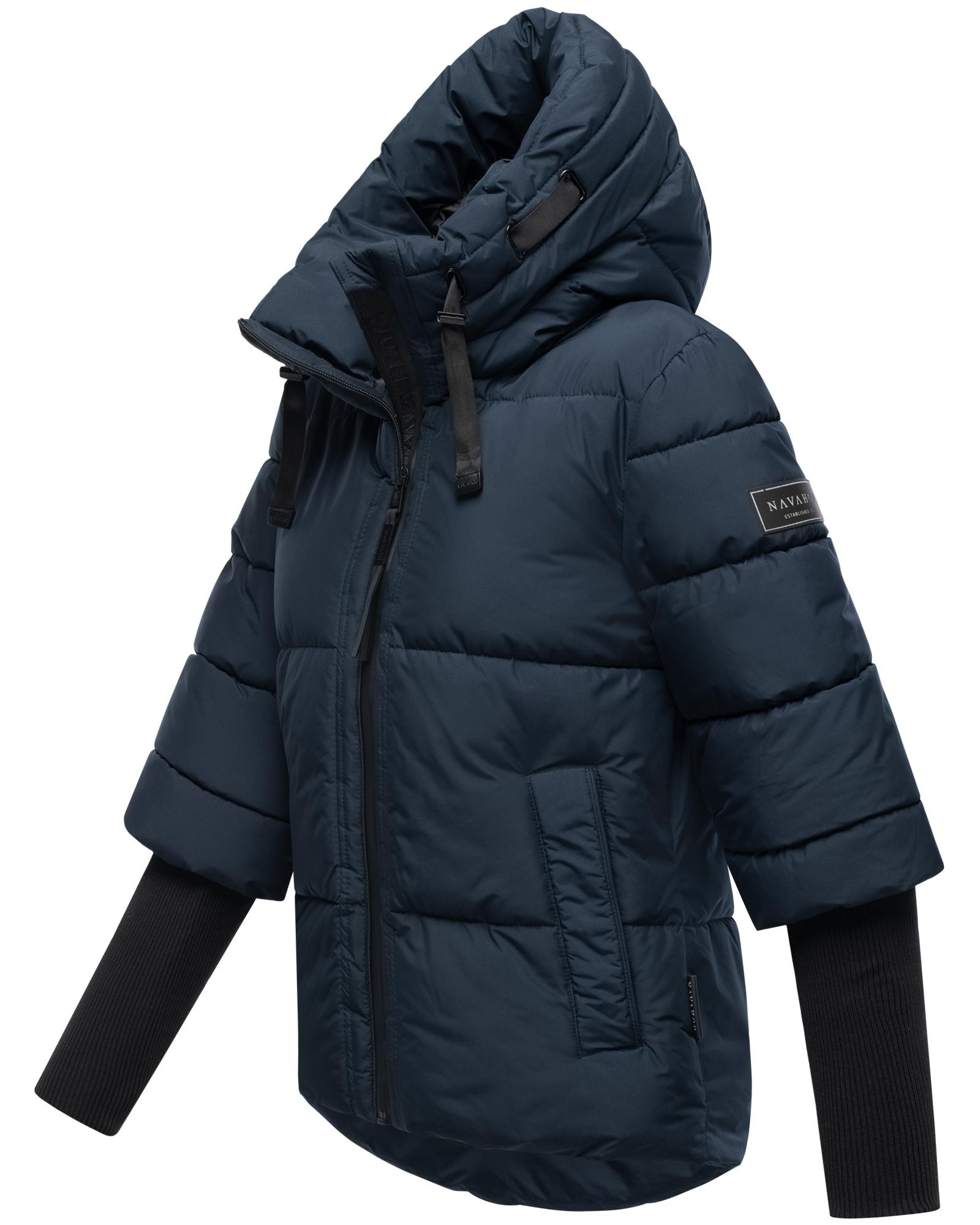 Navahoo Steppjacke »Lotusherz XIV«, mit Kapuze, Warme gesteppte Winterjacke mit Rippstrickärmeln