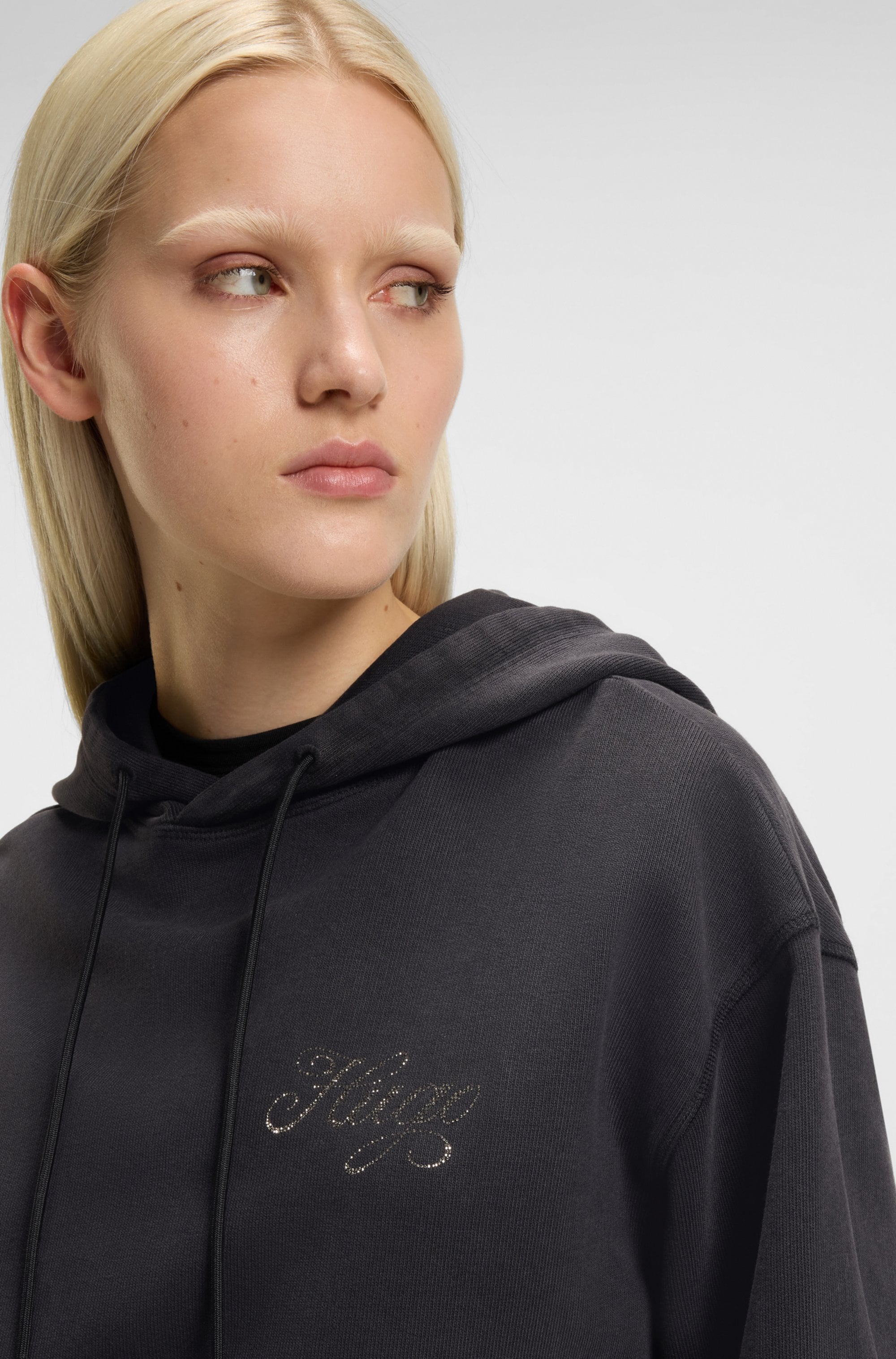 HUGO Blue Hoodie »Dejandra«, Oversized Fit, Strassapplikation auf dem Rücken