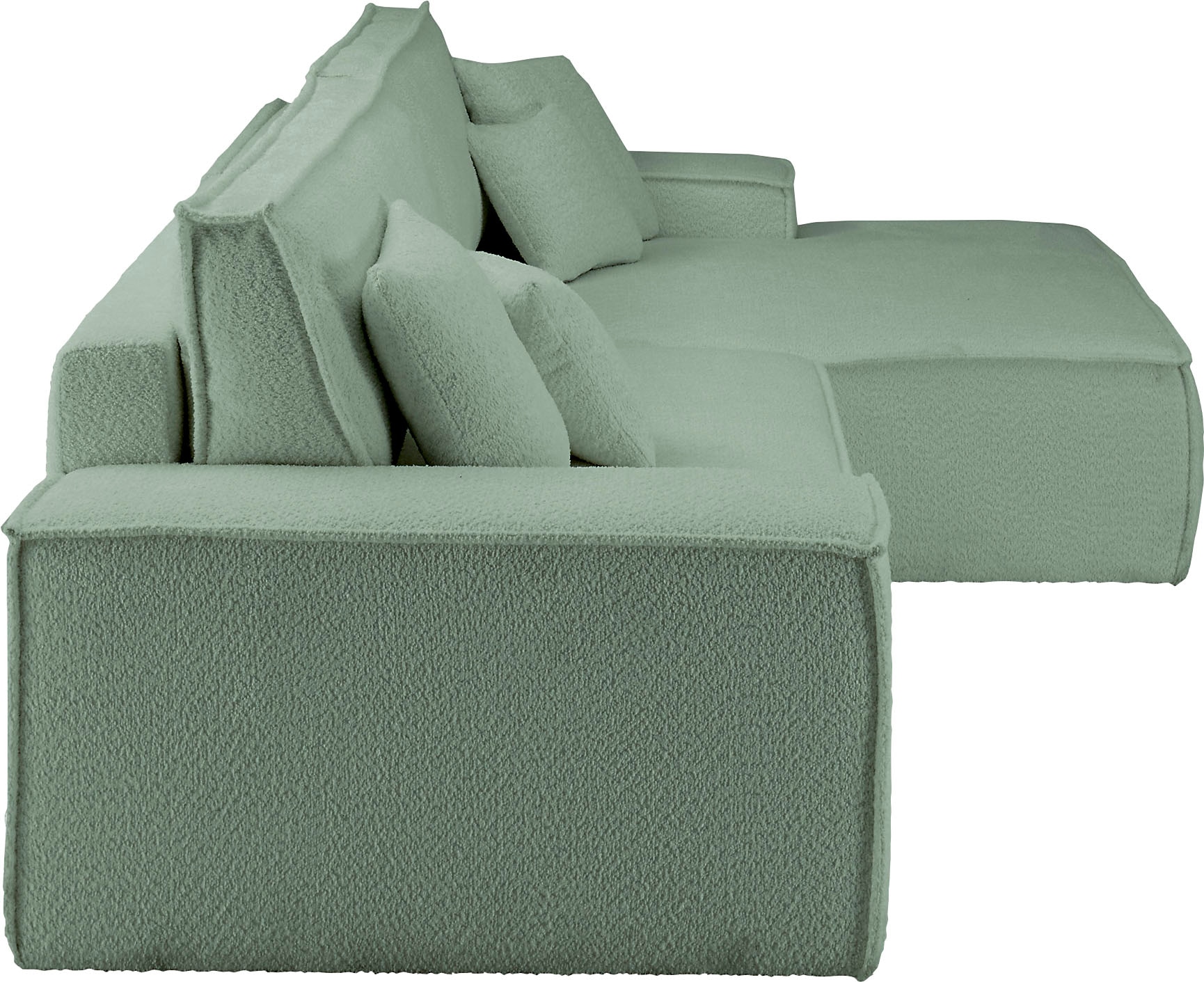 andas Ecksofa »Finnley Schlafsofa 267 cm in Bouclé u. Struktur fein, L-Form,«, Schlaffunktion m. Bettkasten (136/210 cm), Bouclé, Struktur