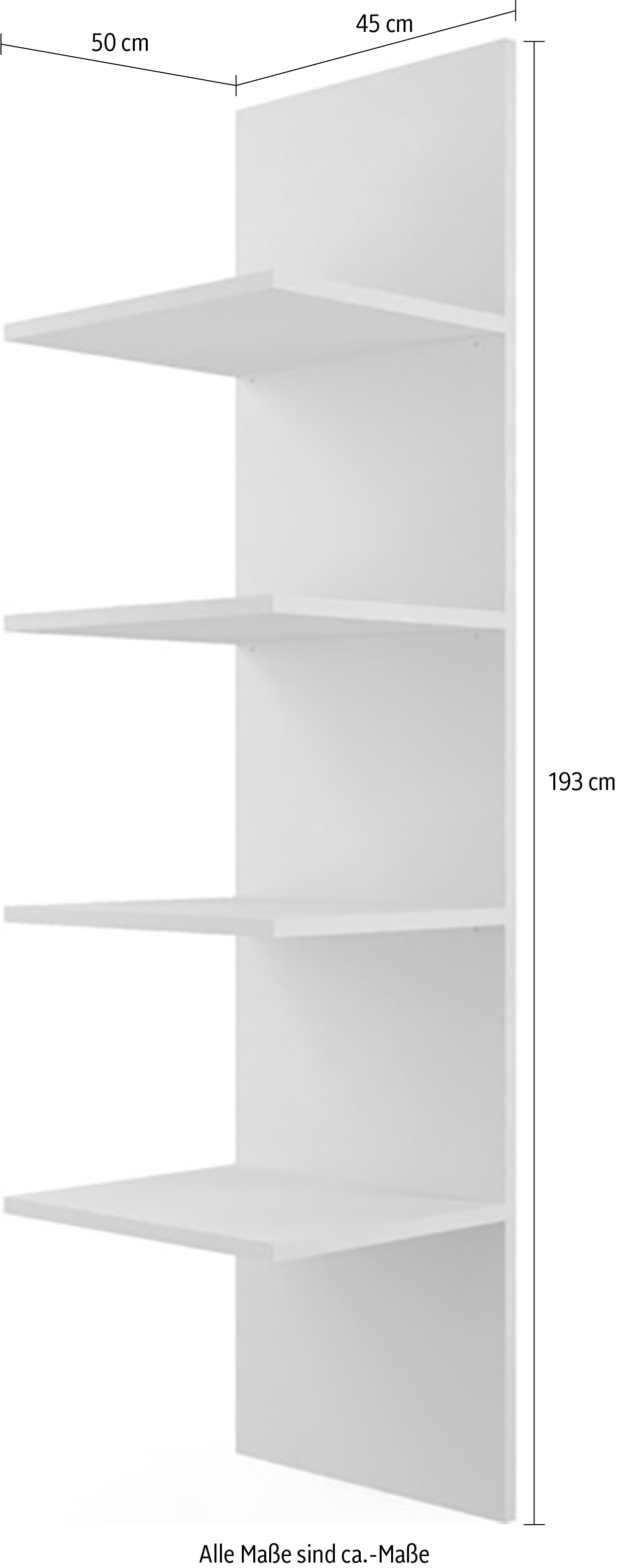 INOSIGN Inneneinteilung »Jupiter – Steingrau, B45×H193 cm, 4 Böden B43 cm für Stauraum« + 1 Kleiderstange Breite 61 cm, Zubehör für Schweber Jupiter, 220 cm