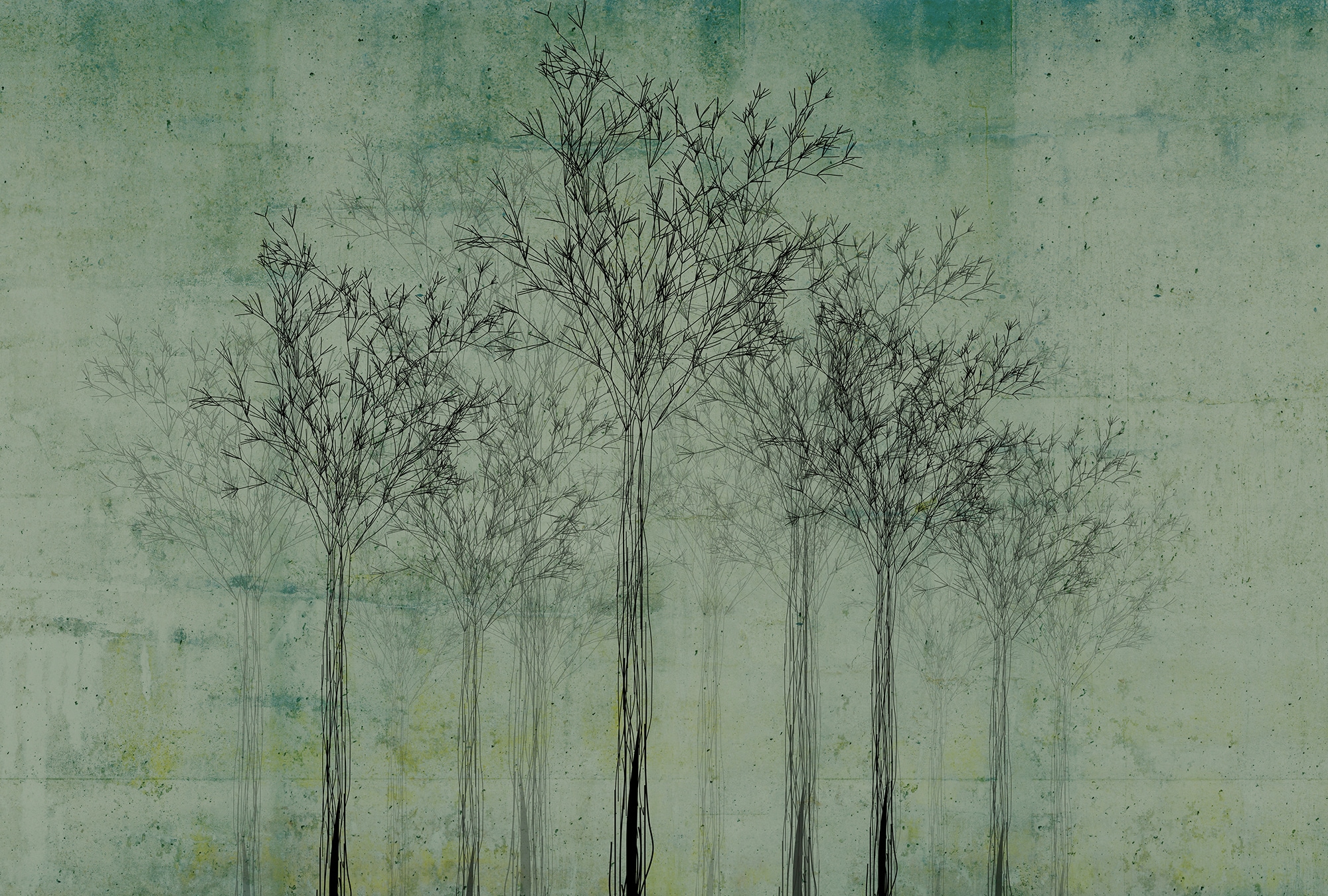 Architects Paper Fototapete "Atelier 47 Trees Artwork 2" Wald glatt Vlies, Wand, Schräge, Decke
