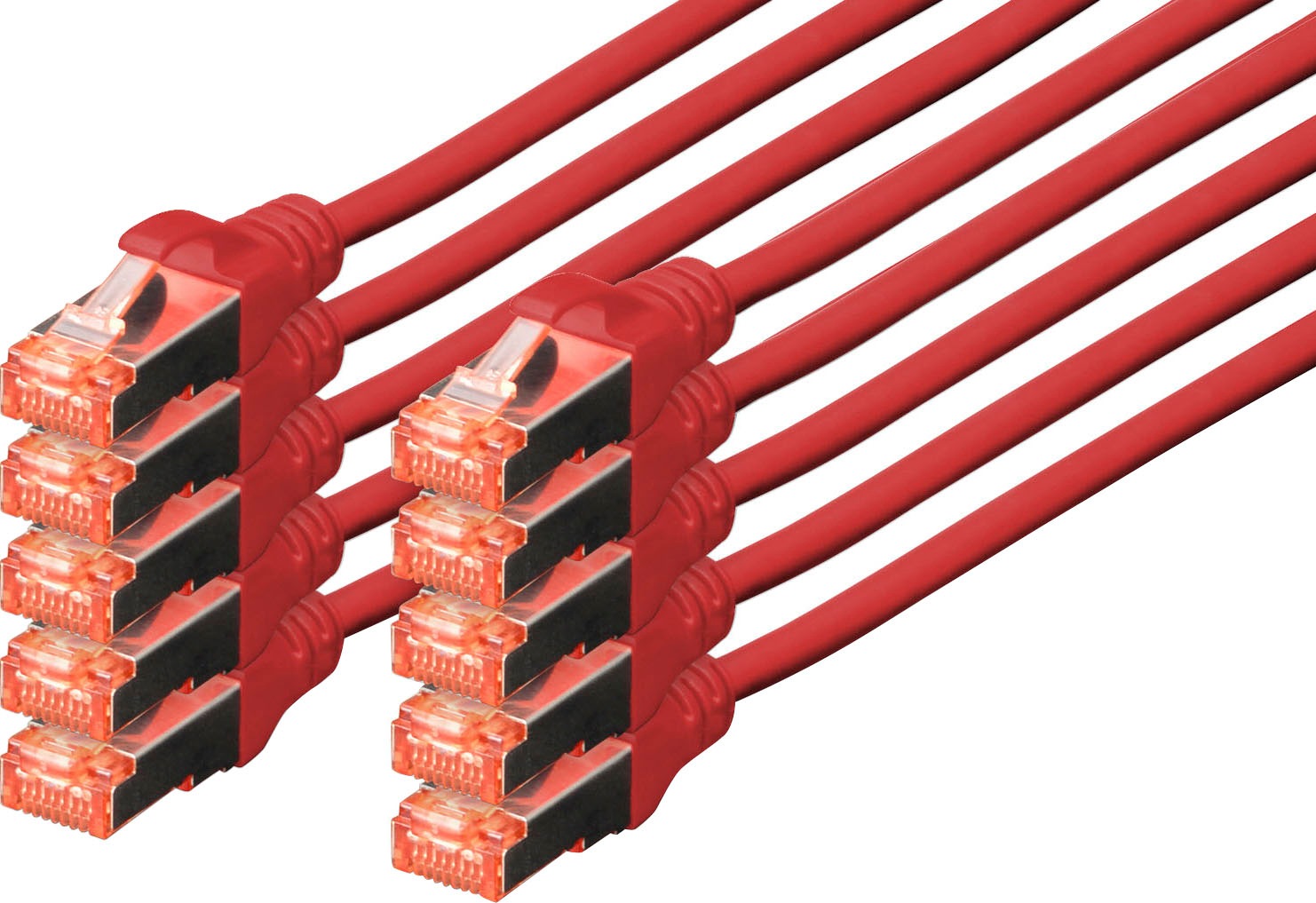 DIGITUS LAN-Kabel "Twisted Pair Patchkabel - Kategorie 6A Klasse EA - S/FTP", 500cmcm, rot, Kabel