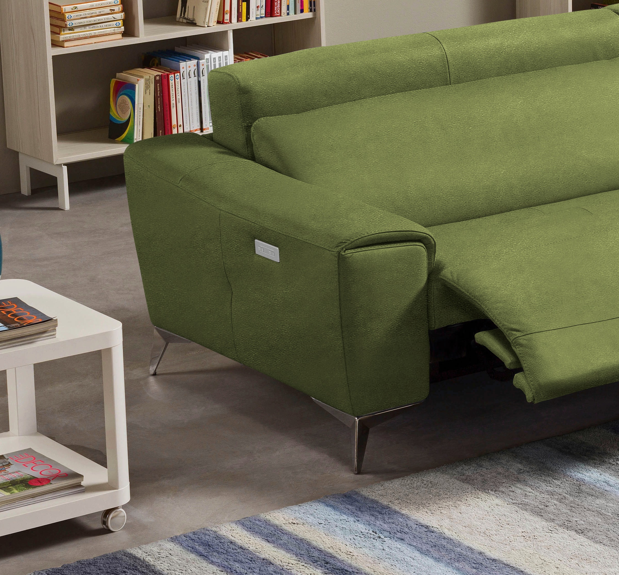 Egoitaliano Ecksofa »Suzette, Designsofa mit hohem Sitzkomfort«, mit Recamiere, inkl. 1 elektronischen Relaxfunktion, L-Form