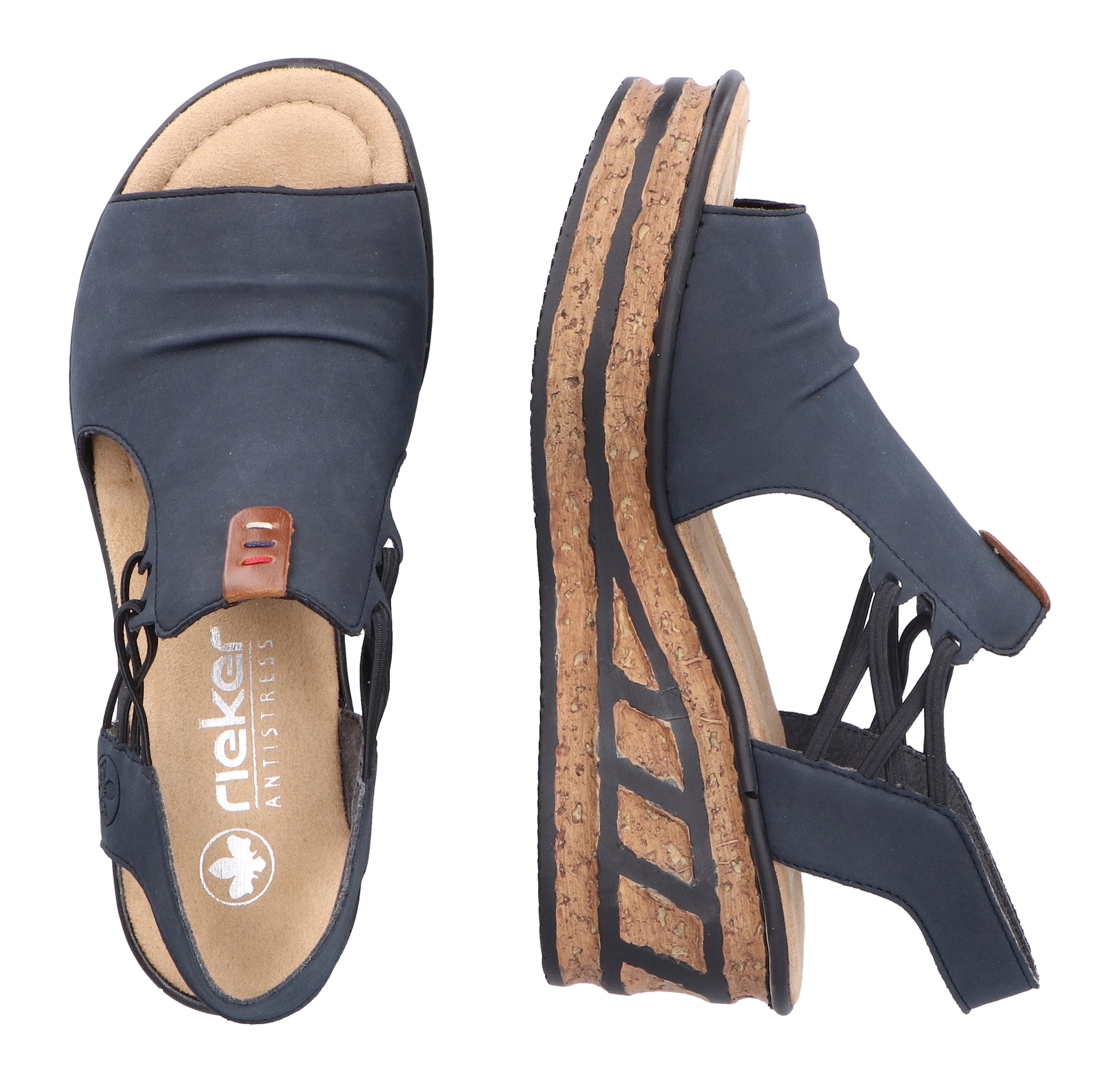 Rieker Keilsandalette, Sommerschuh, Sandale, Keilabsatz, mit seitlichen Stretchbändern