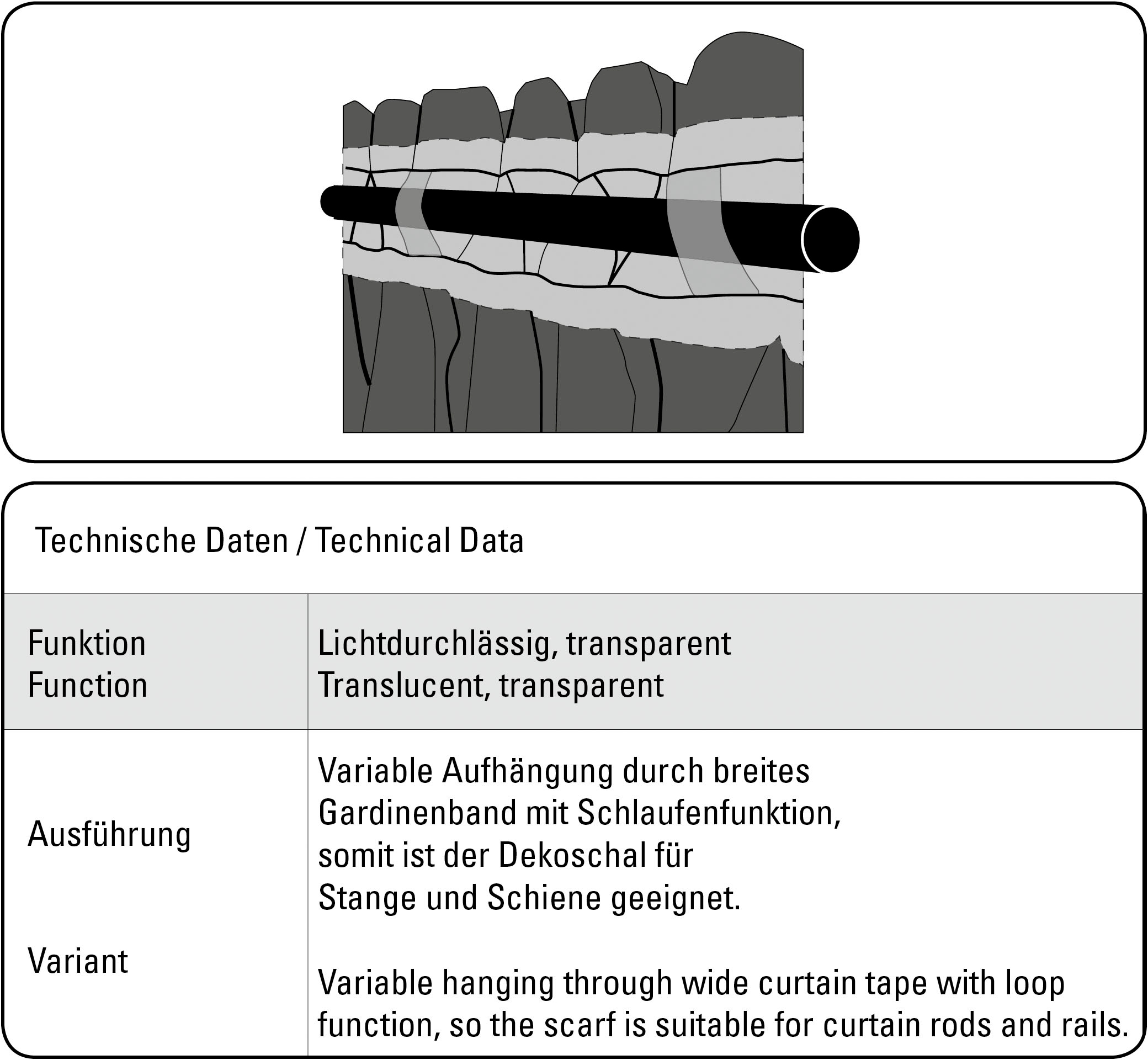 GARDINIA Gardine »Schal mit Gardinenband Ausbrenner Grafik«, (1 St.), Stoff Ausbrenner Graphic