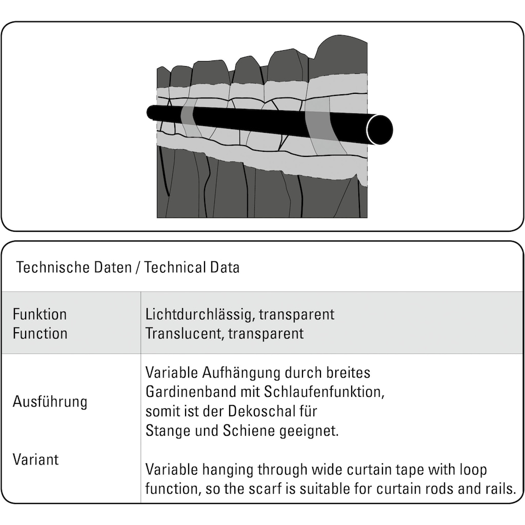 GARDINIA Gardine »Schal mit Gardinenband Ausbrenner Grafik«, (1 St.)