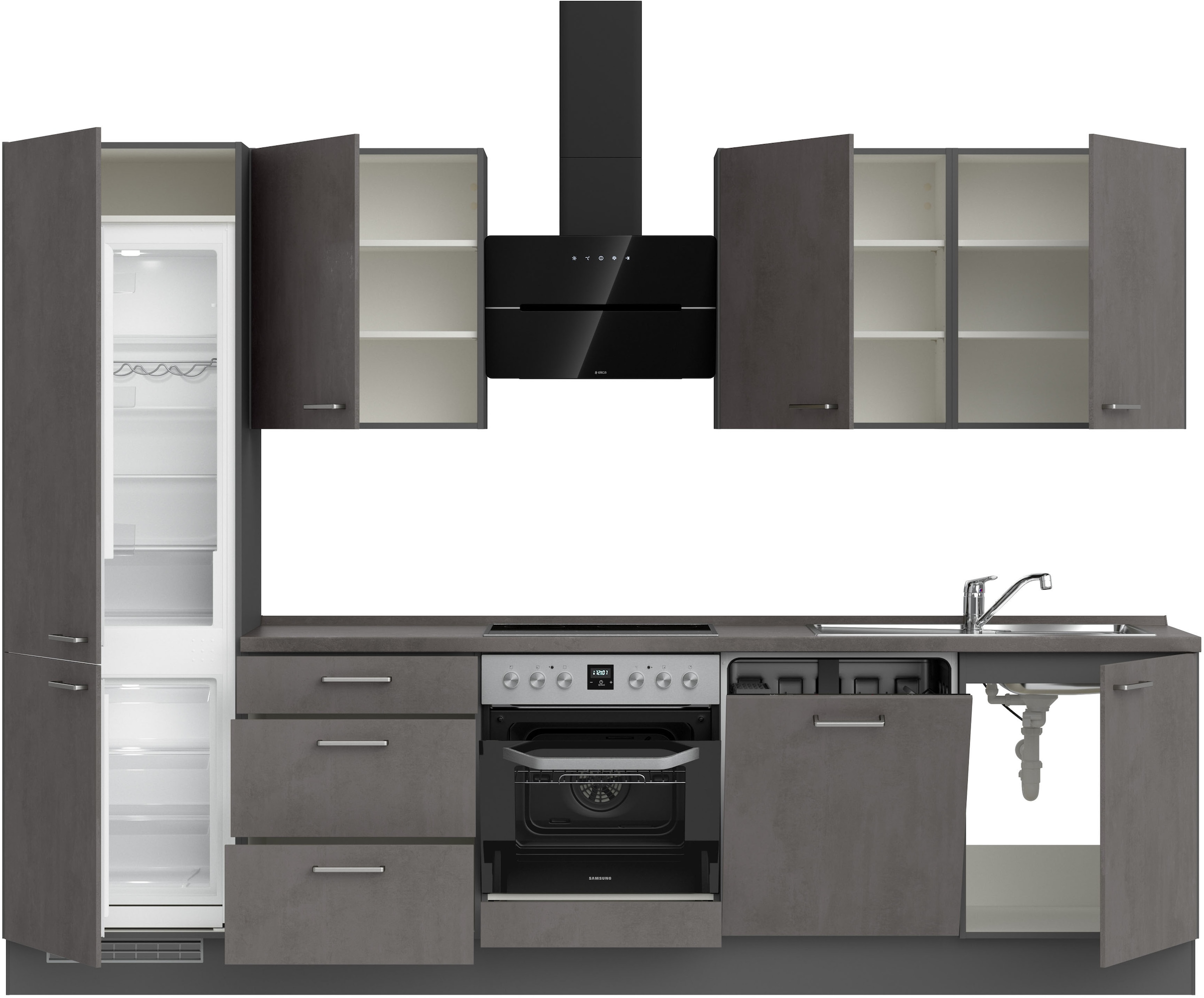 nobilia® Küchenzeile »"Riva II"«, vormontiert, Ausrichtung wählbar, Breite 300 cm, wahlw. mit E-Geräten