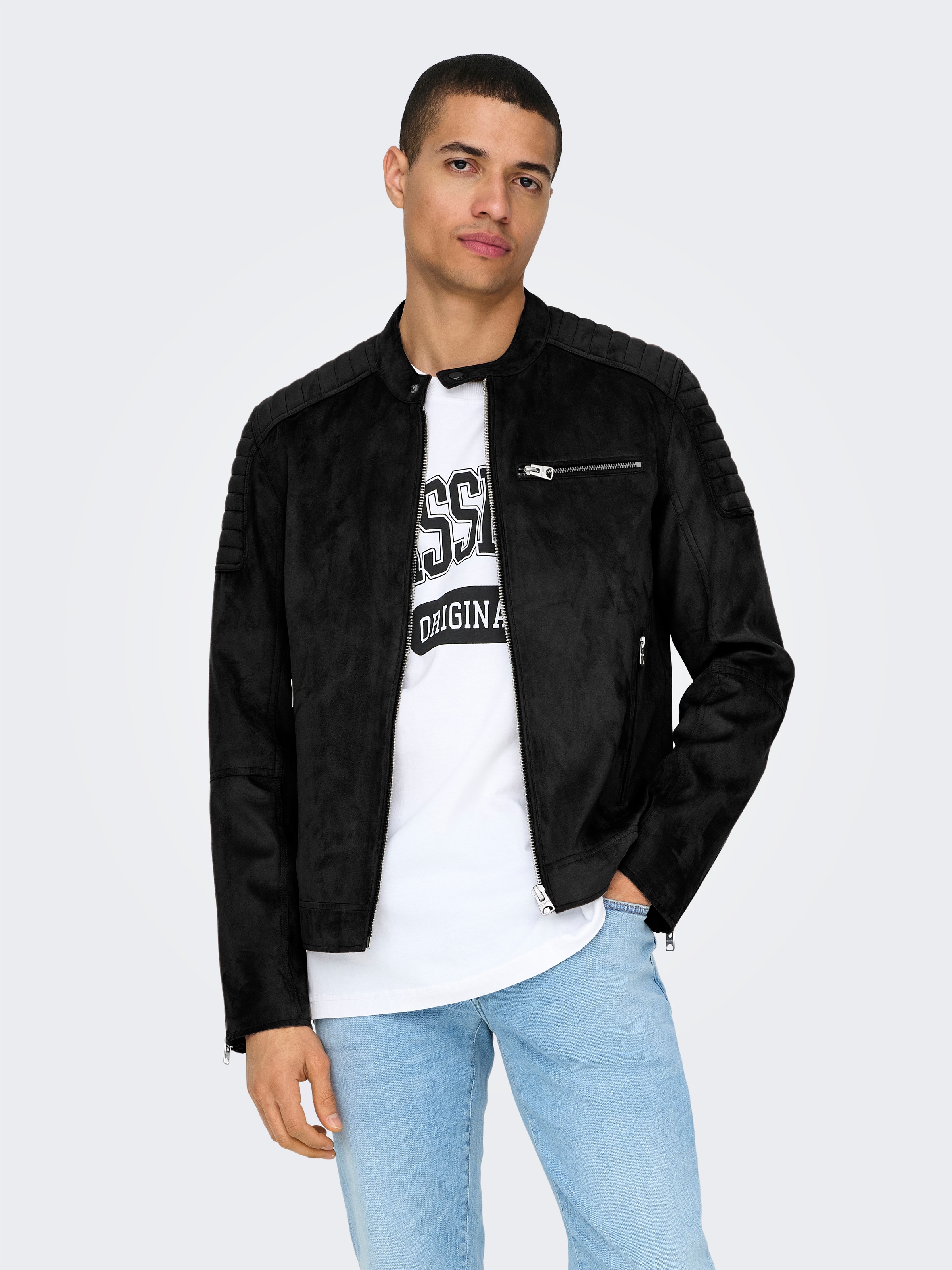 ONLY & SONS Lederimitatjacke "ONSGUS FAUX SUEDE RACER JACKET OTW NOOS" ohne günstig online kaufen