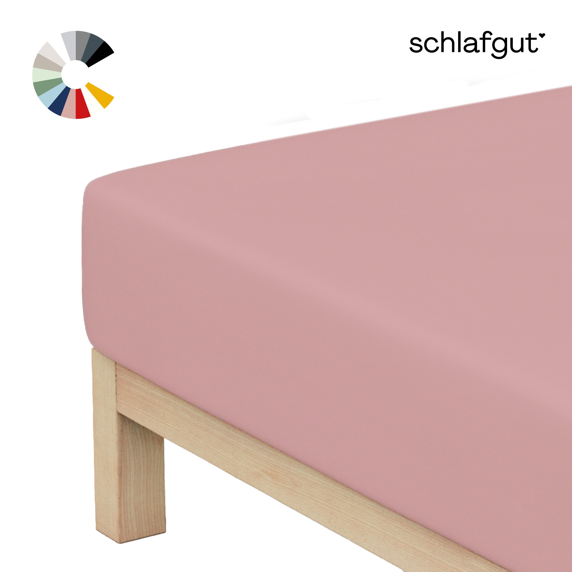 Schlafgut Spannbettlaken "Basic Cotton Bettlaken, 160 g/m², 100% Baumwolle, Spannbetttuch" Spannbettlaken bis 20 cm Matratzenhöhe, bügelfrei und pflegeleicht