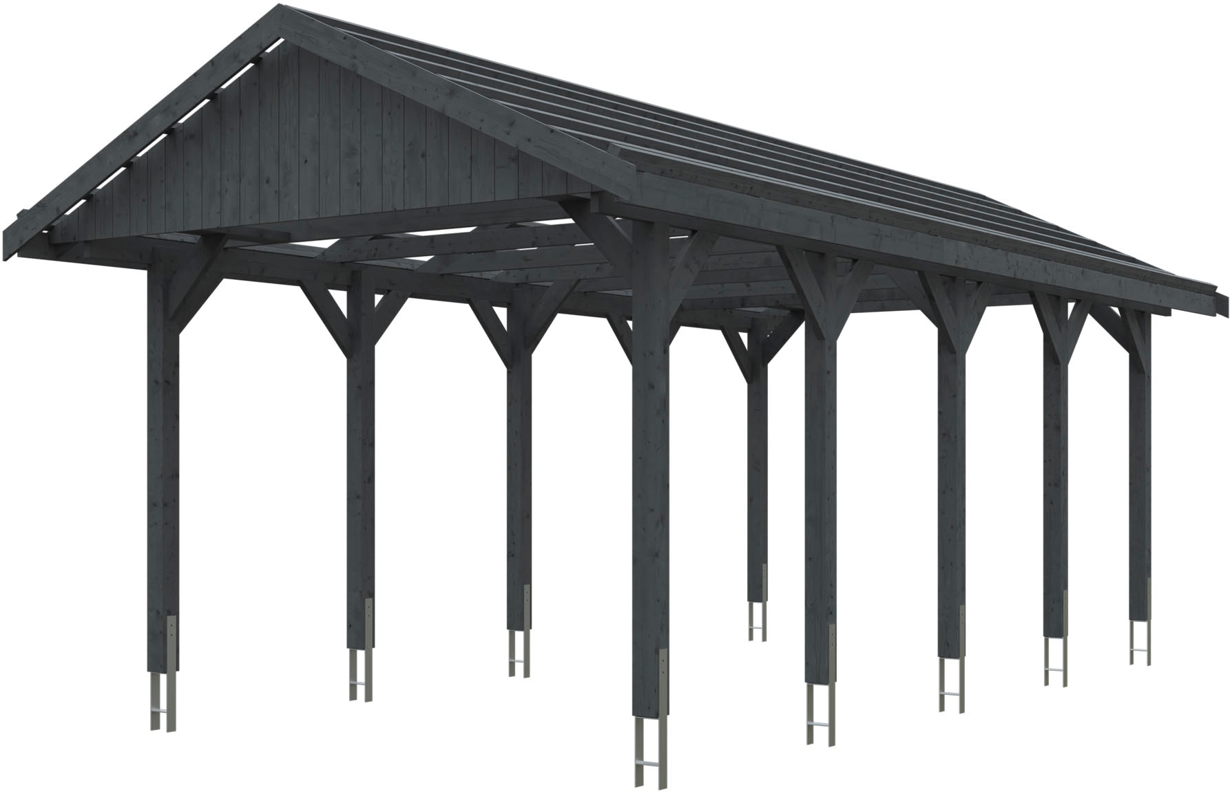 Skanholz Einzelcarport "Wallgau" Massivholz 291 cm Schiefergrau mit Dachlattung