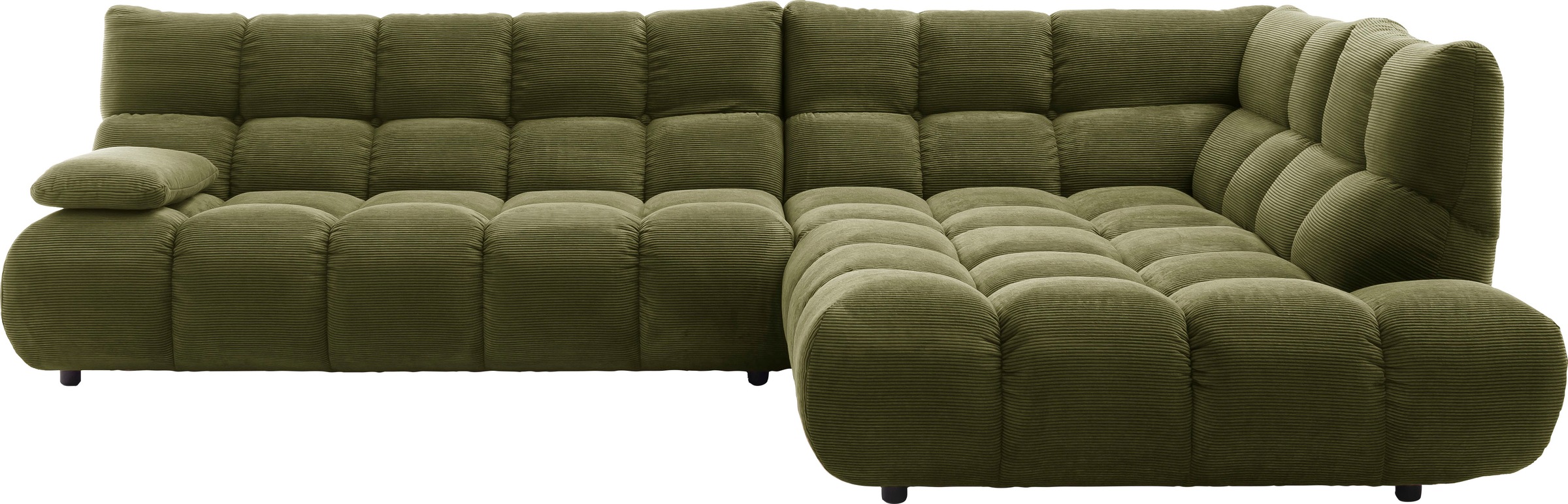 Home affaire Ecksofa "Cozy Bubble, mit klappbarer Armlehne, Breite 324 cm" mit eleganter Steppung, Rundumbezug & weicher Polsterung