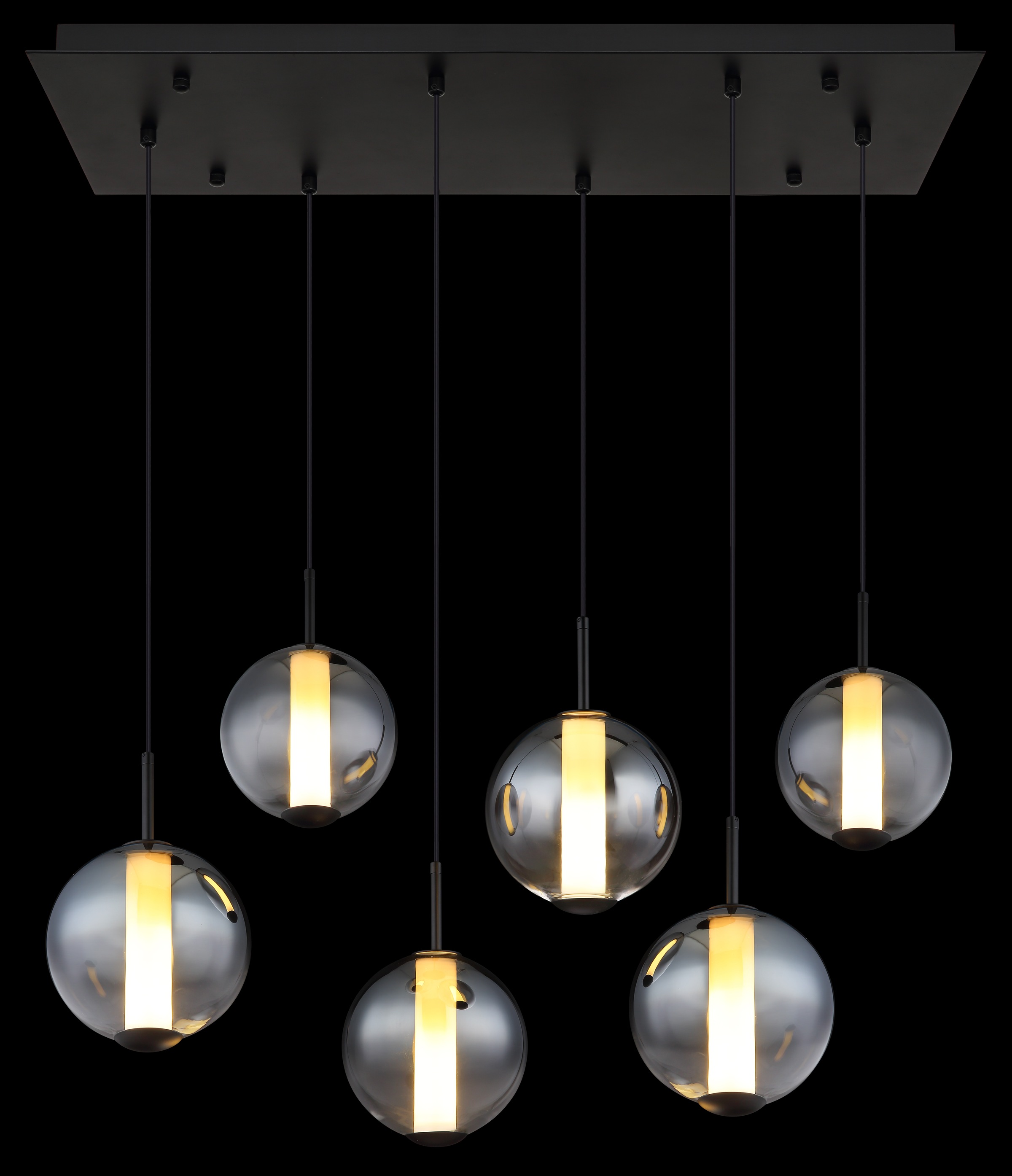 GLOBO LIGHTING Hängeleuchte »LACY« LED-Modul 1 Stk. Warmweiß Hängeleuchte Schwarz, Glaskugeln Rauch/Opal, LED 78W