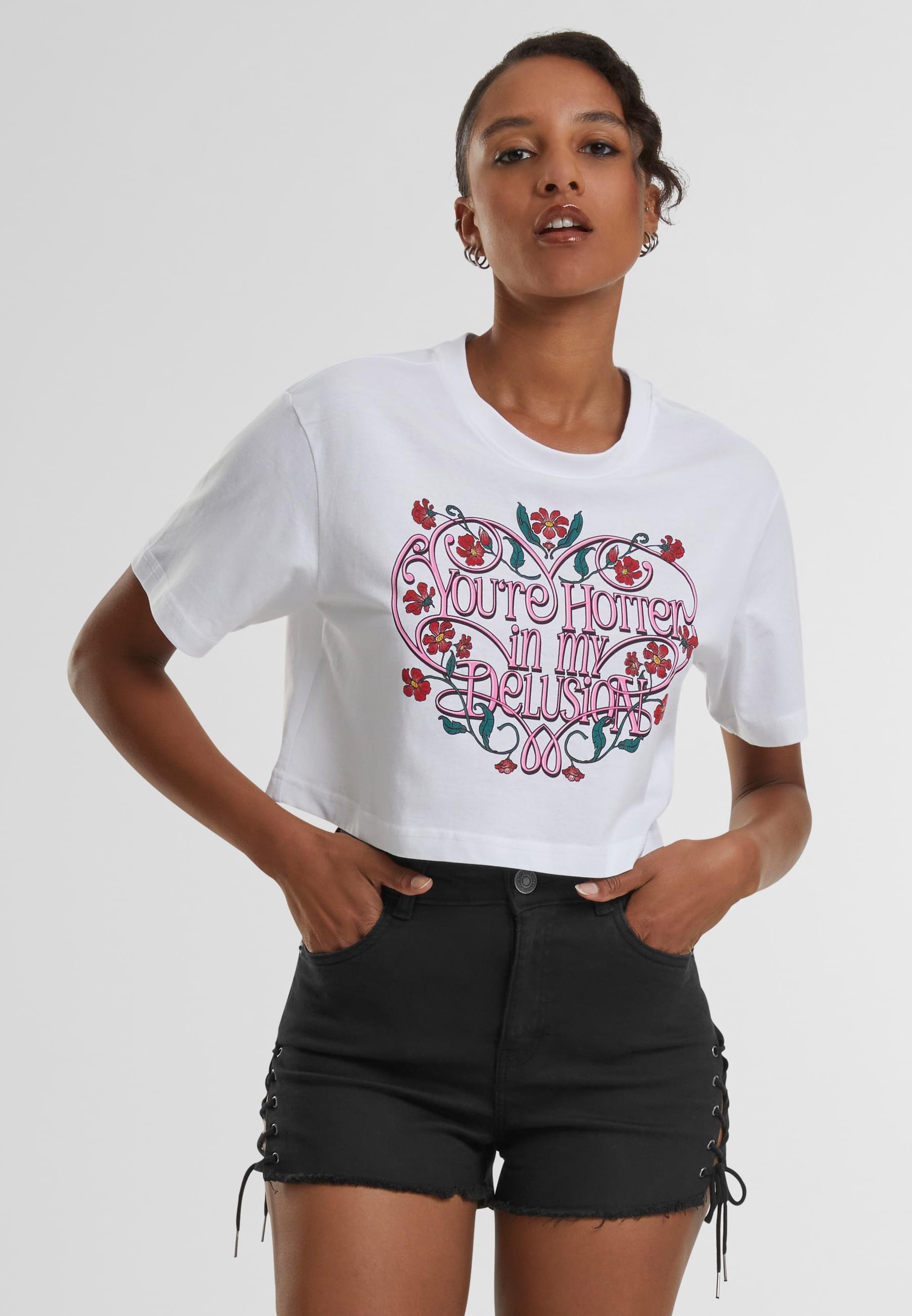 Miss Tee T-Shirt »Miss Tee Damen Hotter Delusion Ladies Short Overized Tee«, (1 tlg.)