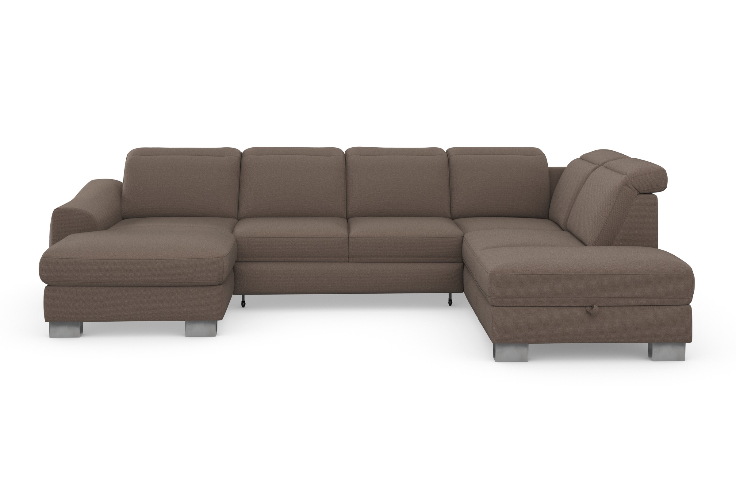 sit&more Wohnlandschaft »Dundee U-Form«, mit Federkern und Edelstahlfüßen, wahlweise mit Kopfteilverstellung