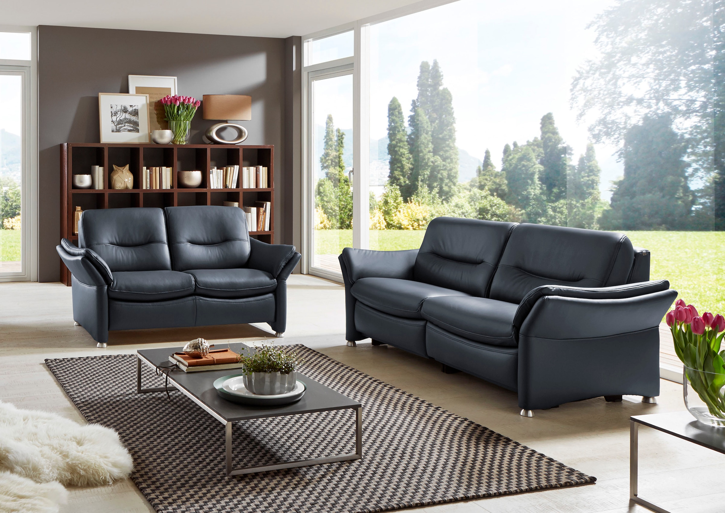 HUKLA 2,5-Sitzer »HU-SF15058 Ledersofa, Breite 194 cm«, aus Leder, optional Kopfstütze u. WallAway-Funktion