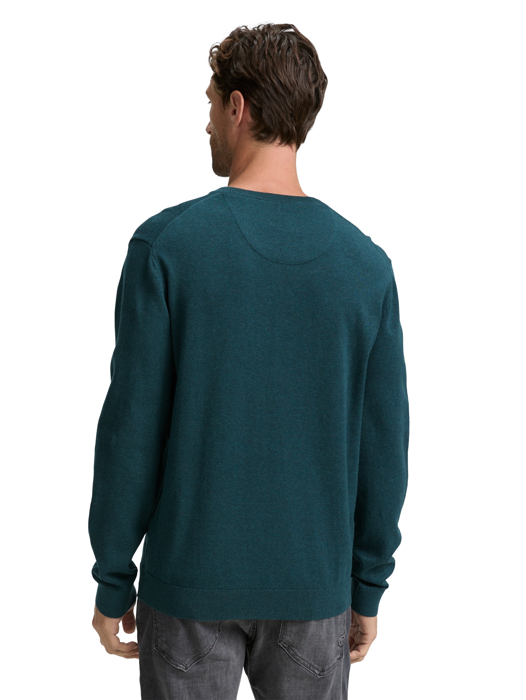 TOM TAILOR V-Ausschnitt-Pullover, mit kleiner Logo-Stickerei günstig online kaufen