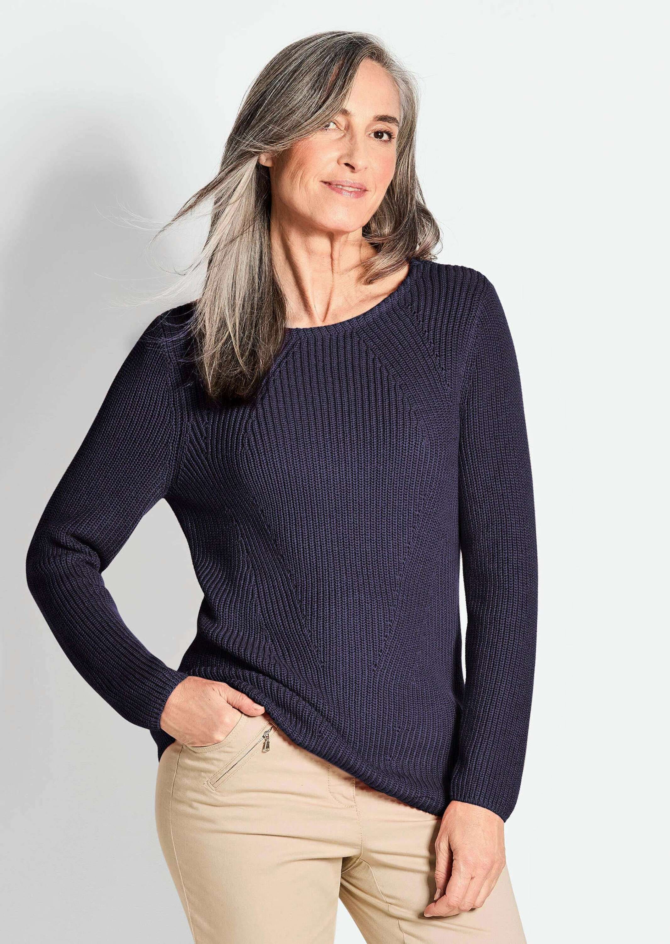 GOLDNER Strickpullover »Pullover Figurschmeichelnder Pullover aus reiner Baumwolle«