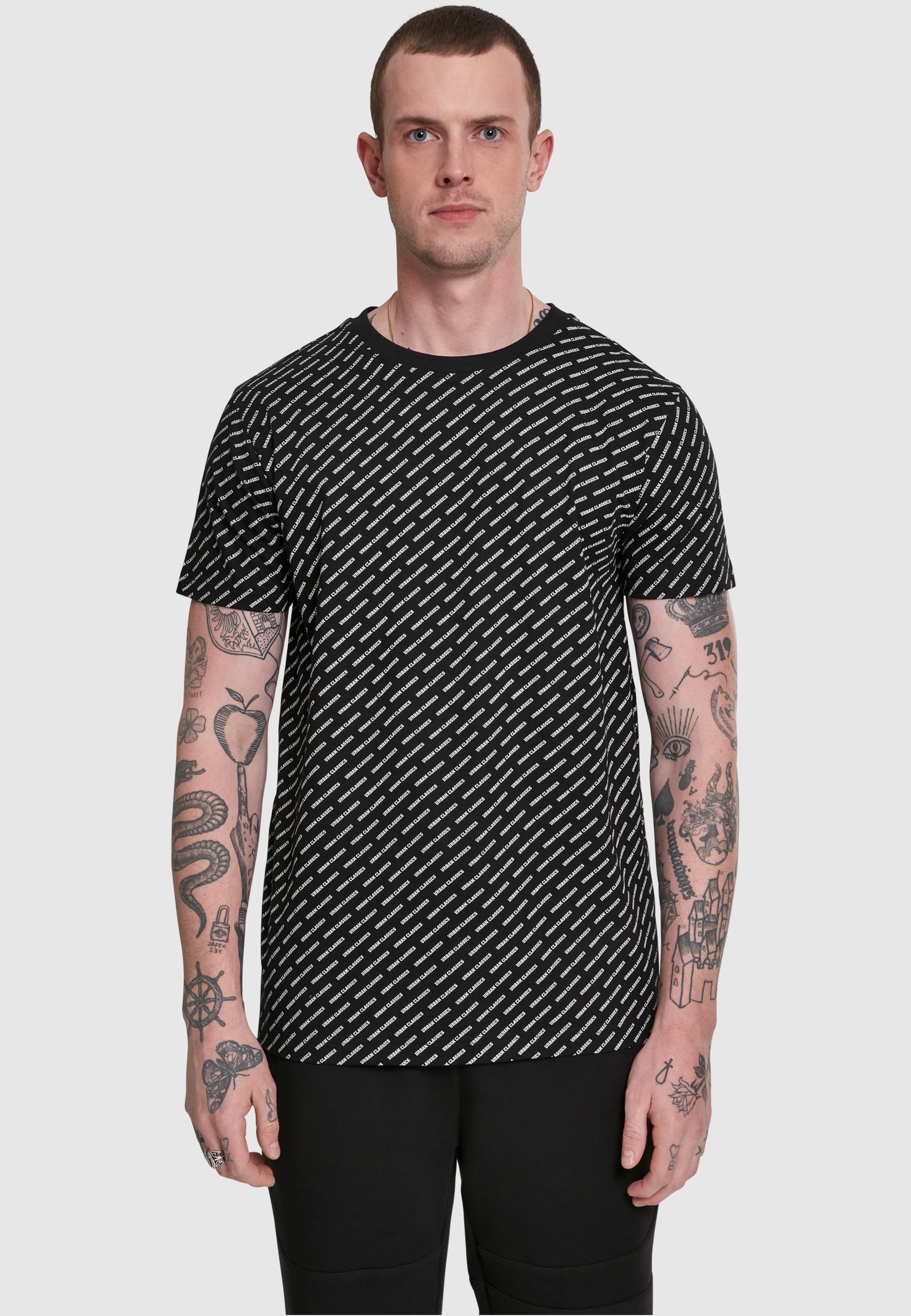 URBAN CLASSICS T-Shirt »Urban Classics Herren Allover Logo Tee«, (1 tlg.)