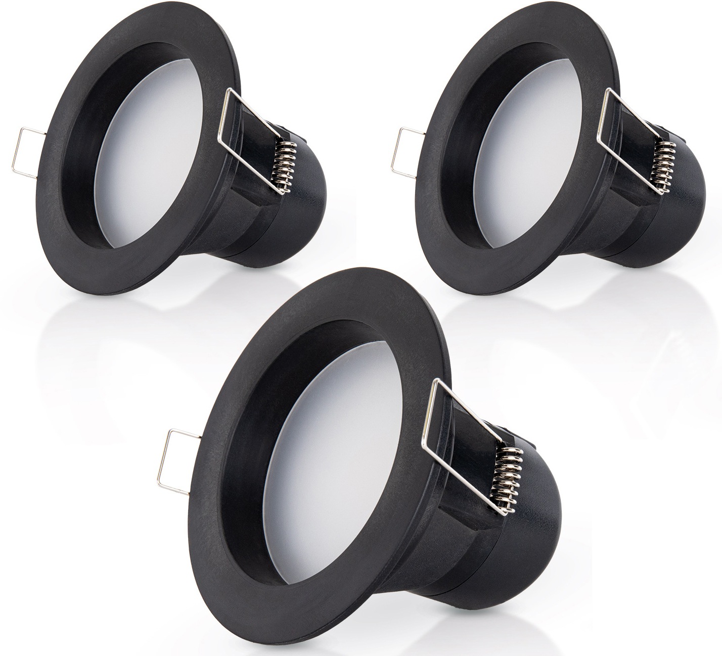 PACO HOME Einbauleuchte "Senta", Ø 9cm H: 6,5cm, schwarz, Leuchten, LED Einbaustrahler LED Strahler Spotlight Flach 3er Set 3000K