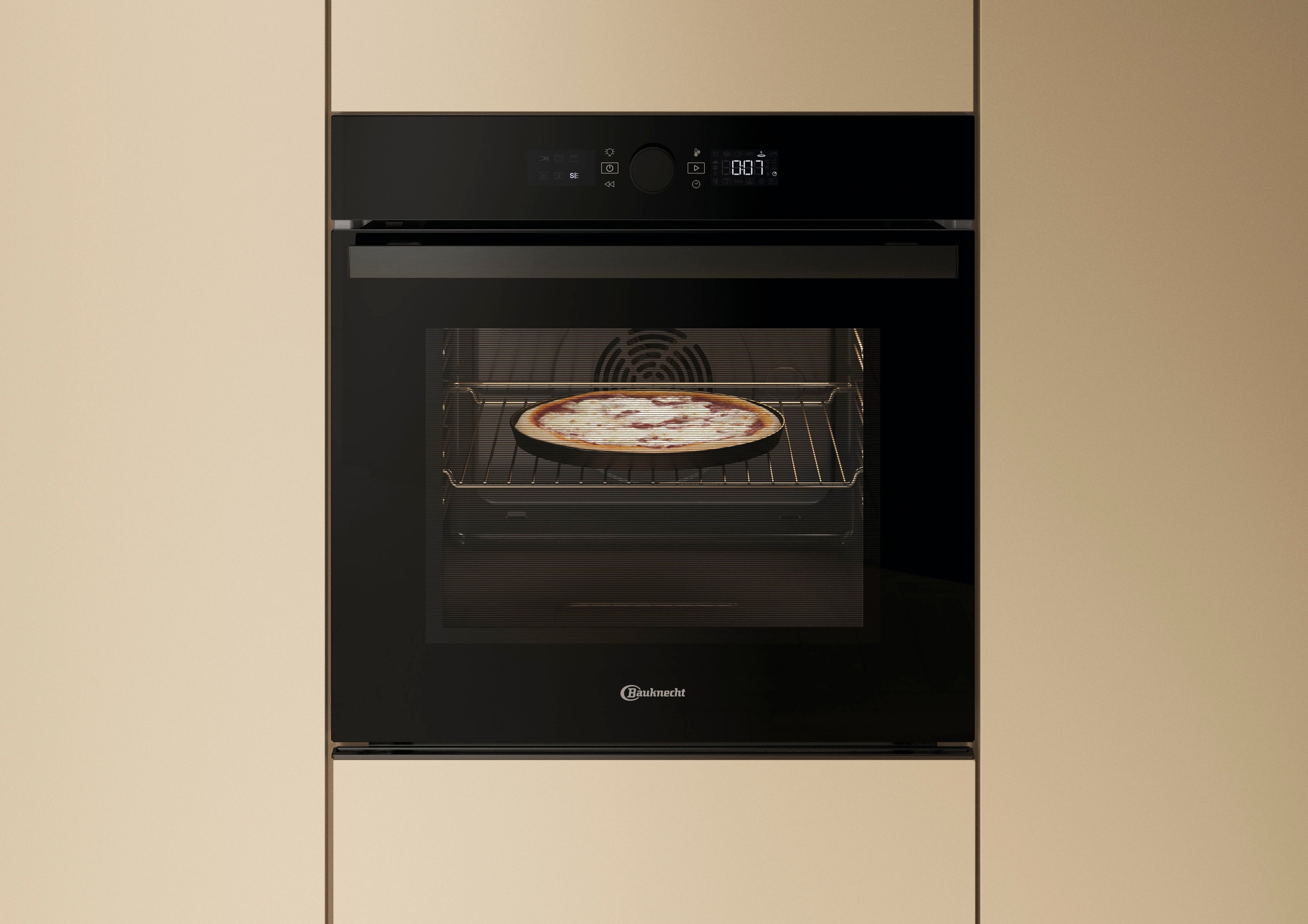 BAUKNECHT Pyrolyse Backofen  »BBI4S8PM1SK«, mit 1-fach-Teleskopauszug, Pyrolyse-Selbstreinigung, AirFry-Funktion, Pizzafunktion, 1-fach-Teleskopauszug, Gentle Steam