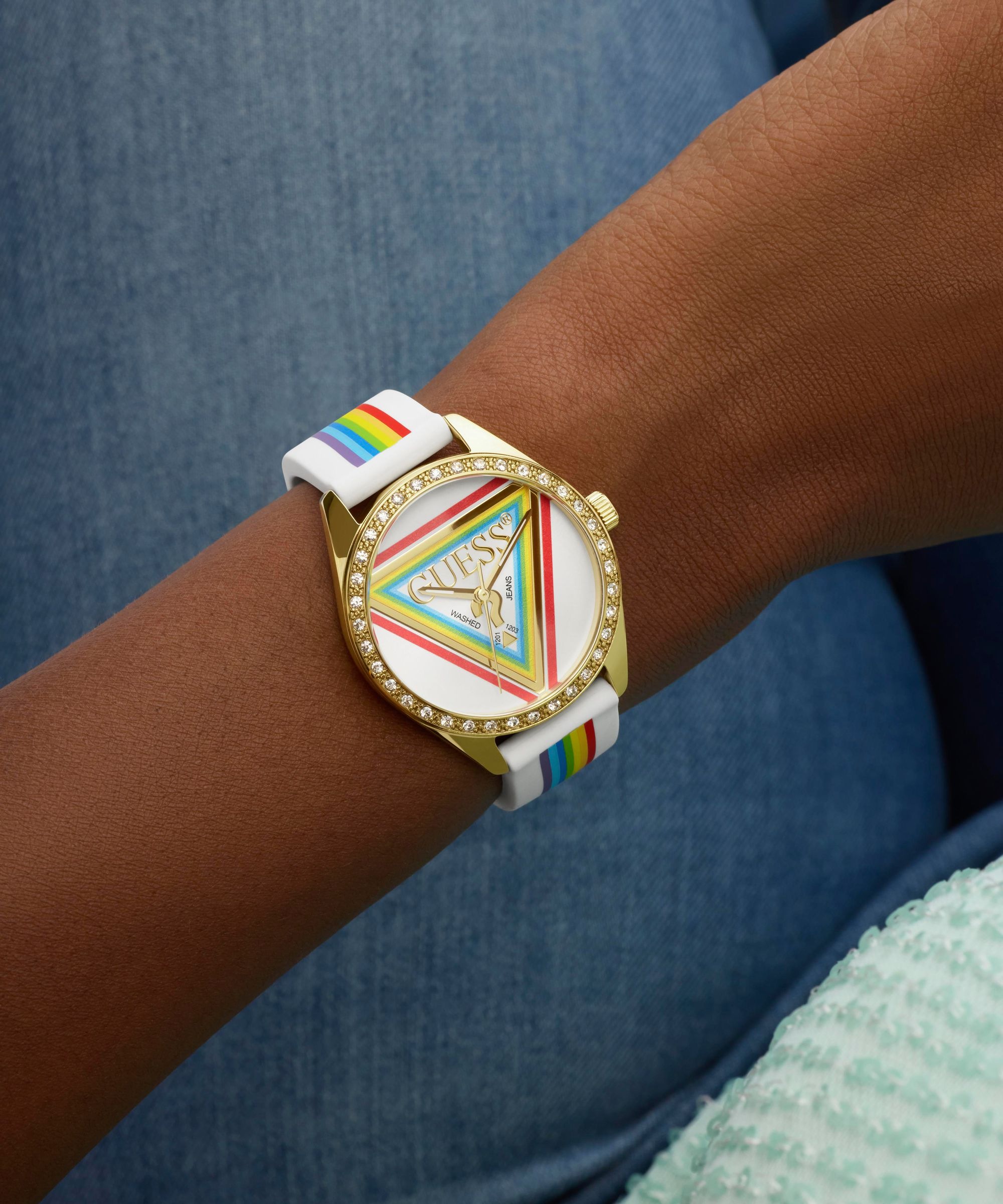 Guess Quarzuhr »JOY« Armbanduhr, Damenuhr, Silikonarmband, analog