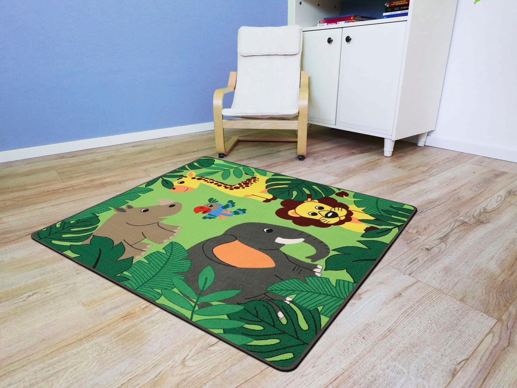 Primaflor-Ideen in Textil Kinderteppich »JUNGLE, Made in Belgium«, rechteckig, 5 mm Höhe, Motiv Dschungel Tiere, Kinderzimmer