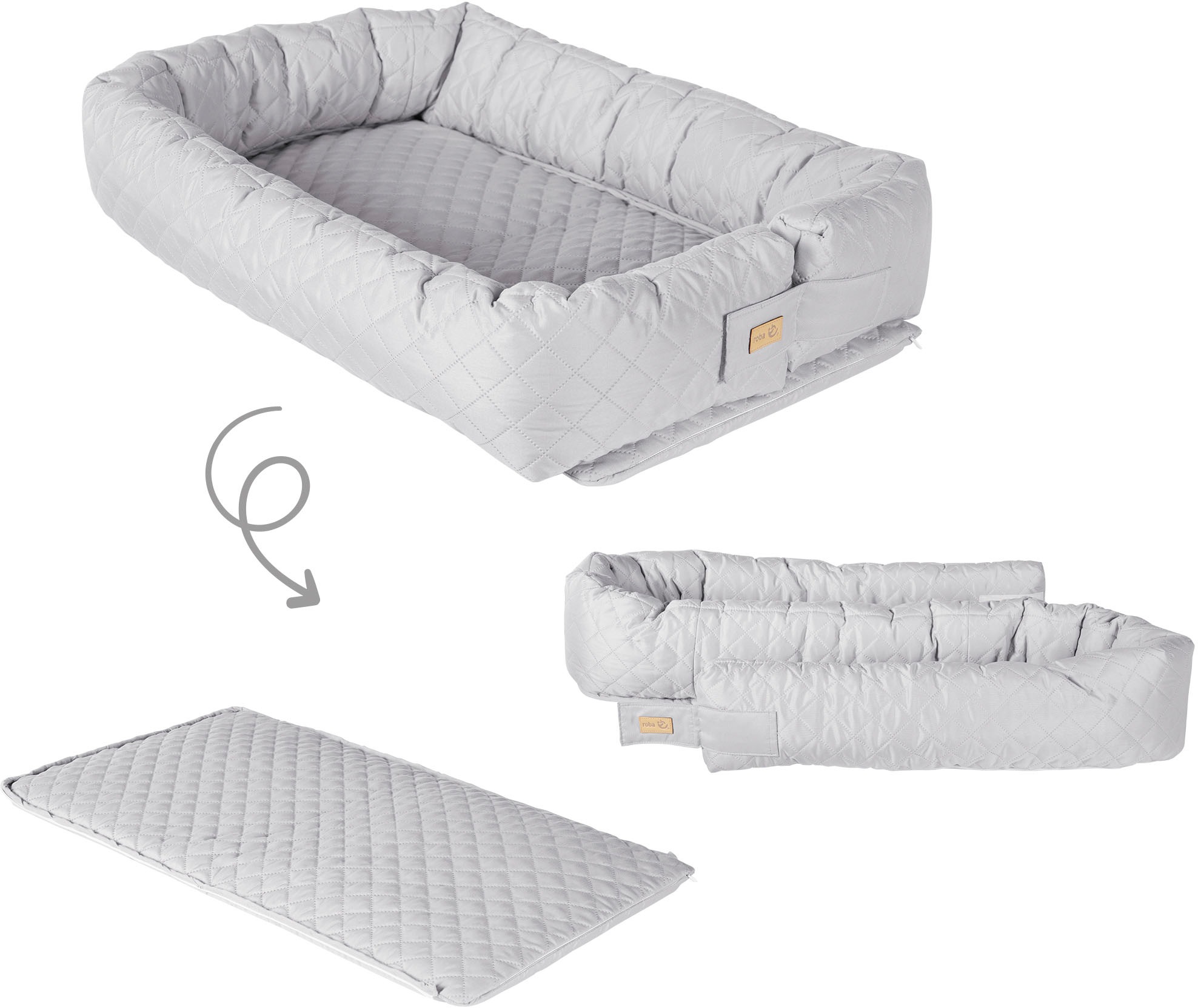 Kuschelnest ROBA "Babyounge, roba Style, silbergrau", grau (silbergrau), Obermaterial: 100% Polyester. Füllung: 100% Polyester, Bettnestchen, 3in1 3