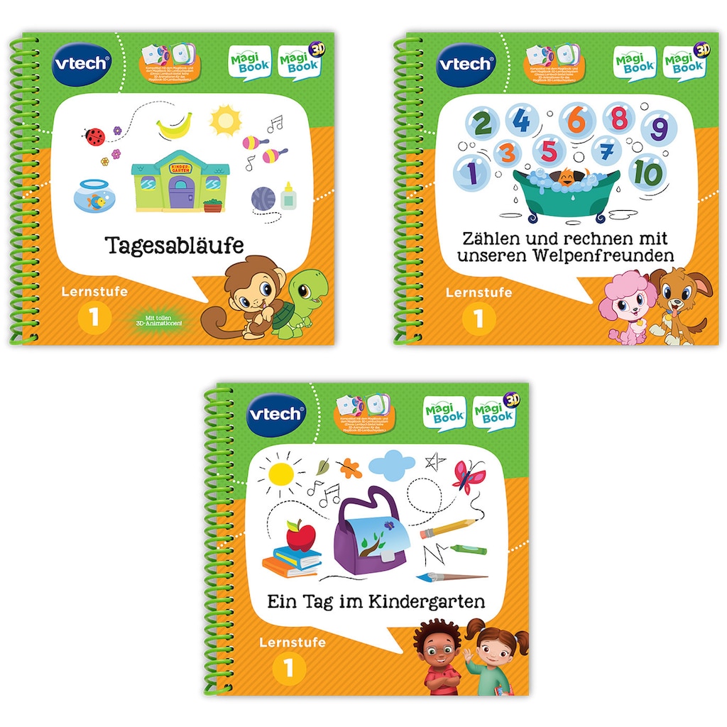 Vtech® Buch »MagiBook Lernbücher-Set Lernstufe 1«, (3-tlg. Set)