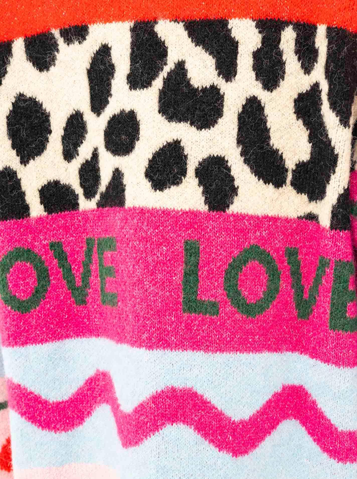 Zwillingsherz Cardigan »"LEO MIX"« Leomuster, lang geschnitten, Schriftzug und Mustermix, Strick