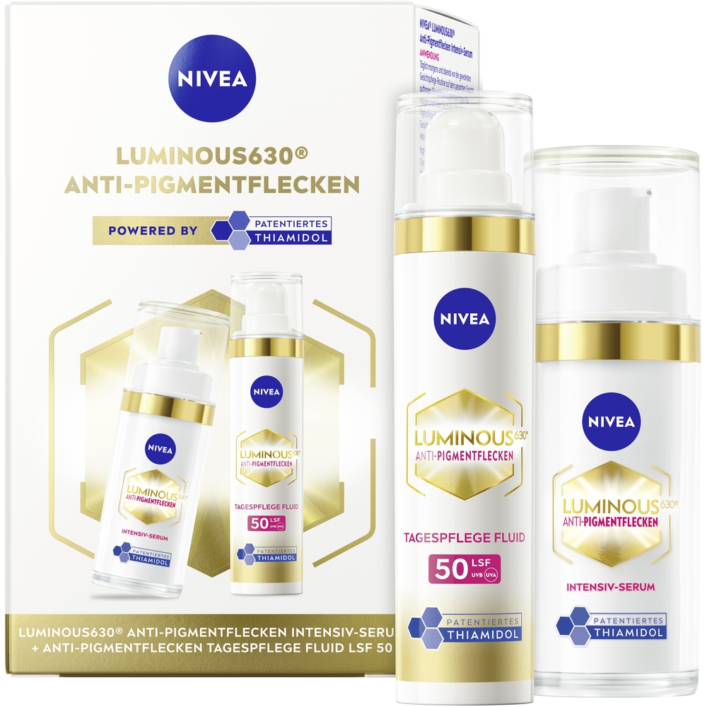 NIVEA Pflege-Set "LUMINOUS630 Anti-Pigmentflecken Tagespflege + Intensiv Serum"transparent, Hautpflegemittel, Für alle Hauttypen, mattiert die Haut,