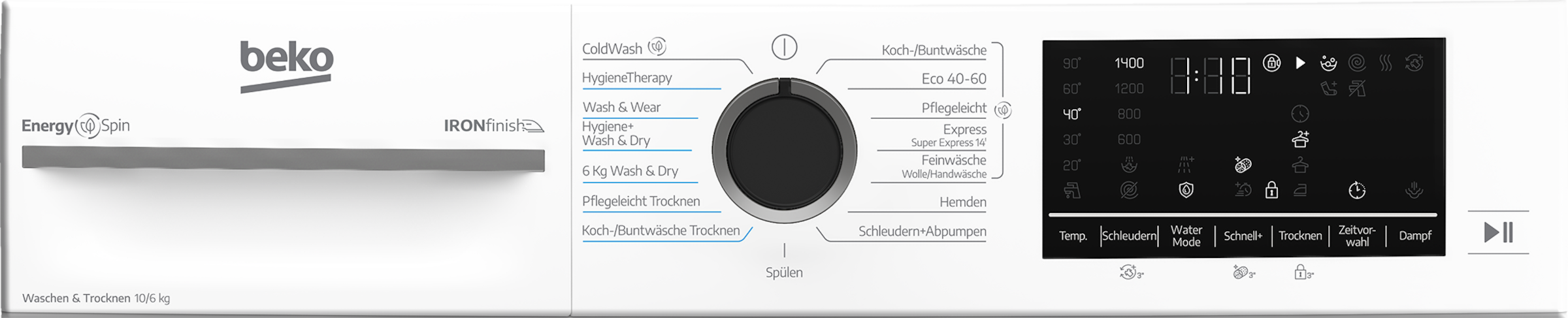 BEKO Waschtrockner »BDFT4104A20C« 10 kg /6 kg 76 dB(A) SteamCure, Hygiene Therapy, ProSmart Inverter Motor