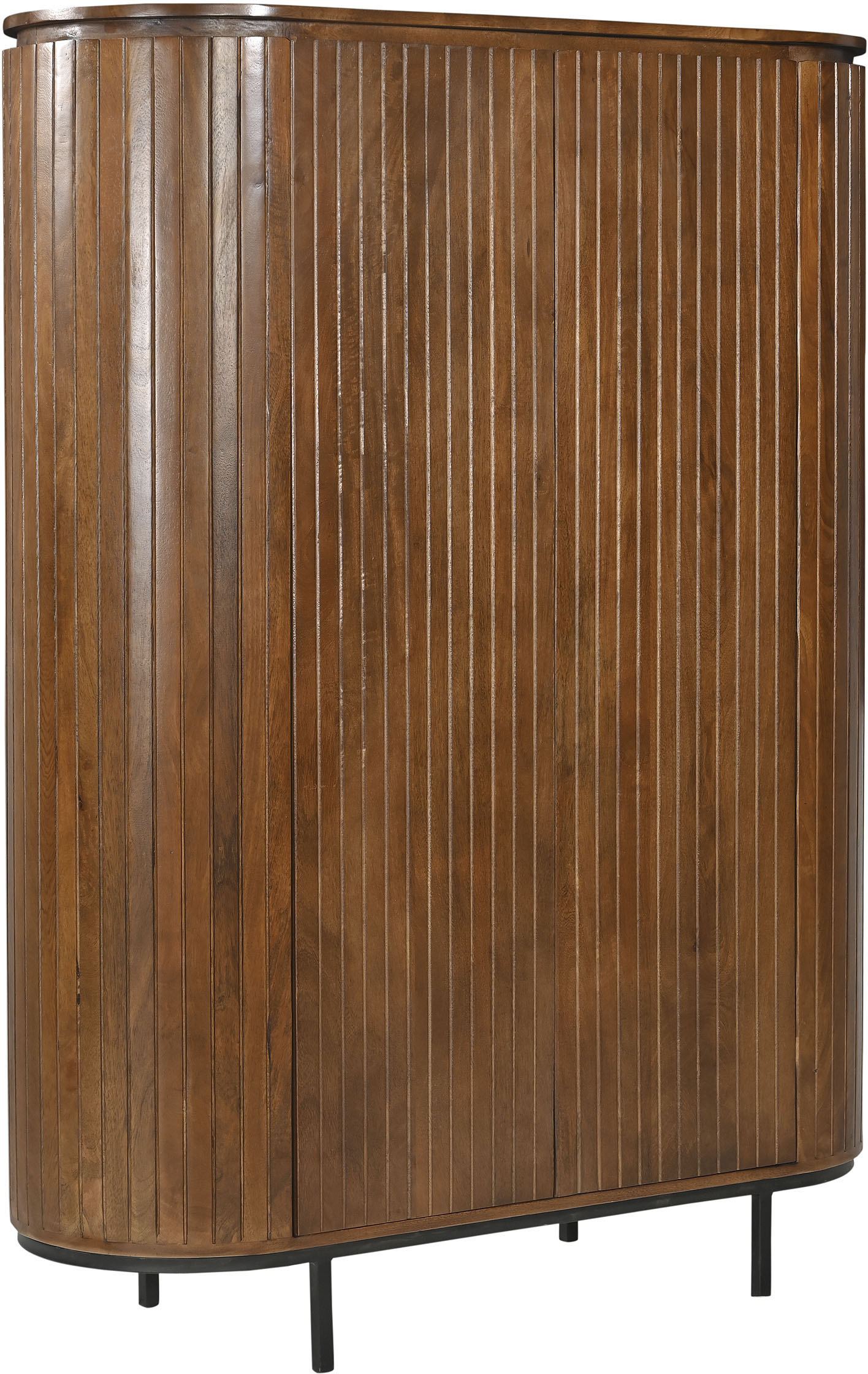 SIT Highboard "Aberdeen aus massivem Mangoholz mit Lamellenfront & 2 Türen" 1 Stk. tlg. Lamellenfront aus Mangoholz & schwarze Metallfüße