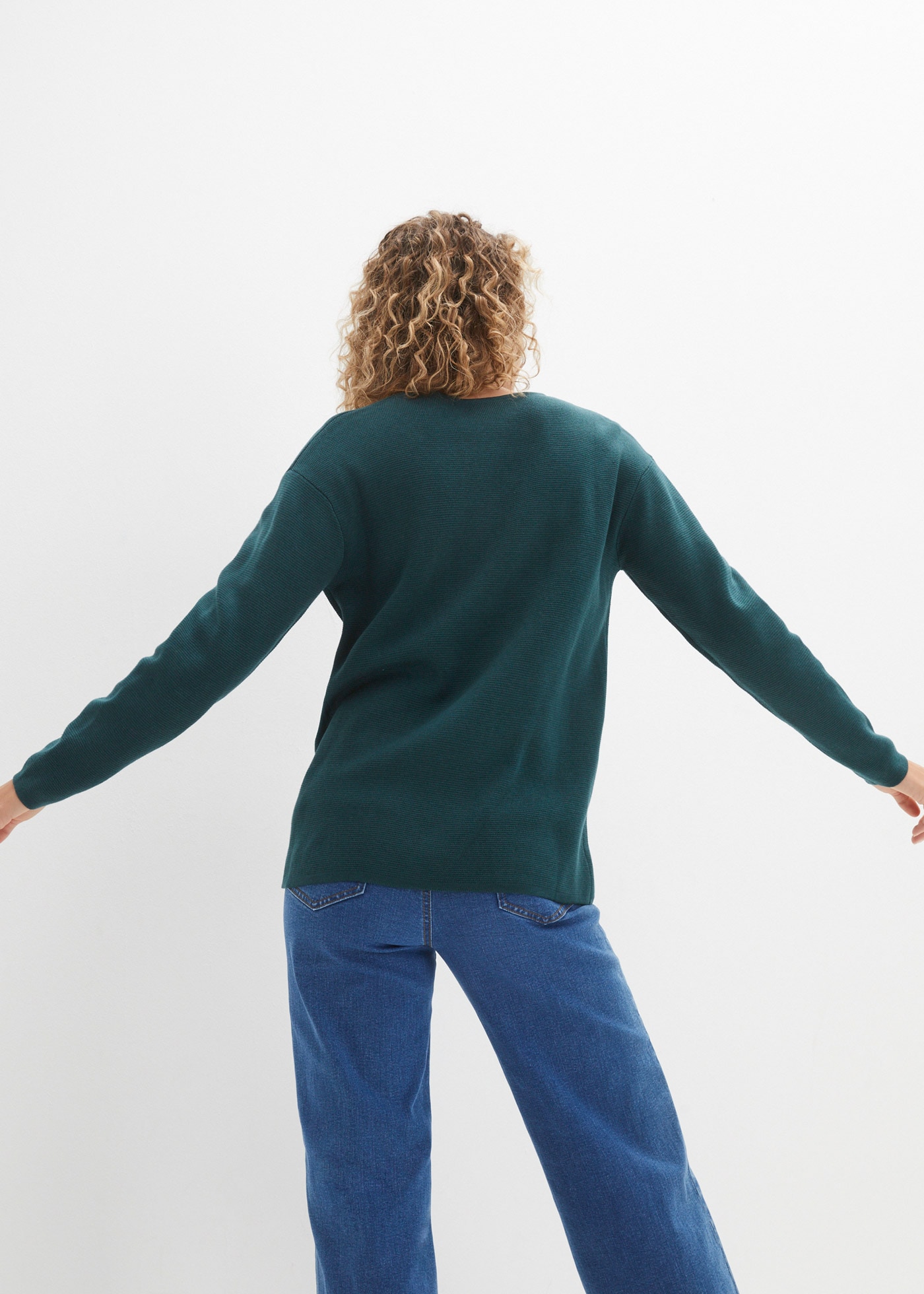 bonprix Strickpullover »Milano Rib Pullover mit V-Ausschnitt« Milano Rib Pullover mit V-Ausschnitt