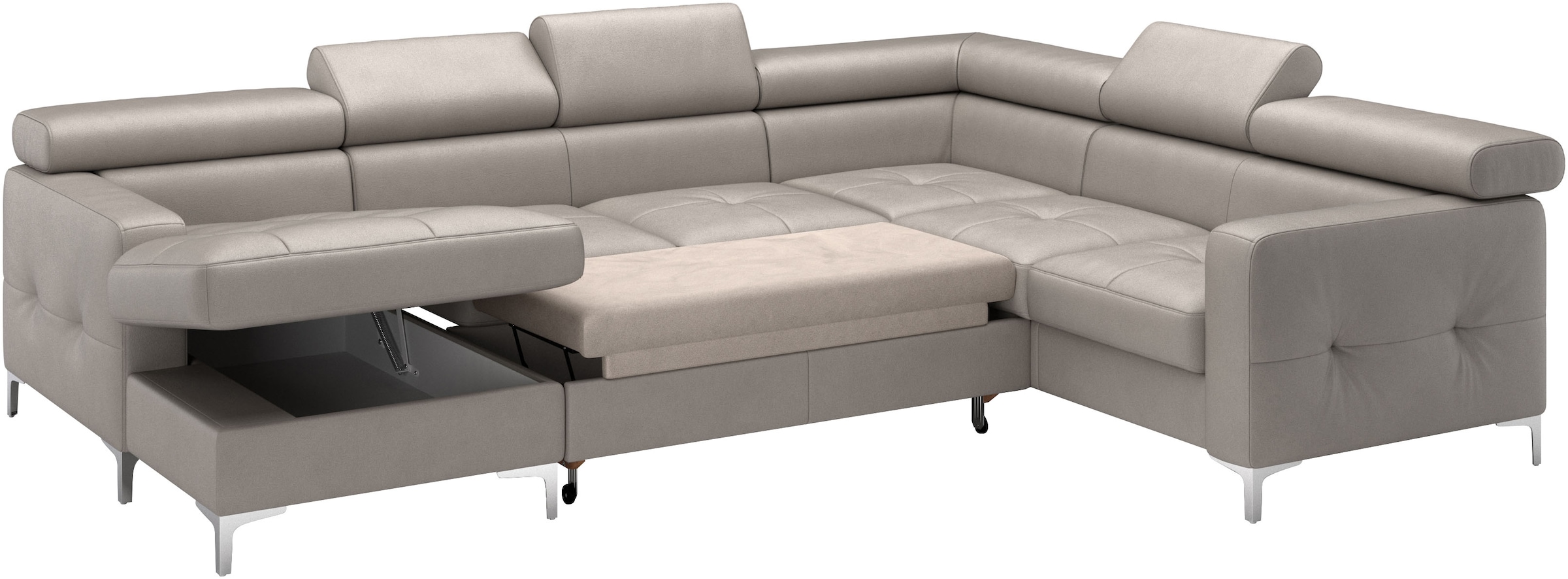 COTTA Wohnlandschaft »Sammy U-Form«, mit Kopfteilverstellung, optional mit Bettfunktion und Bettkasten