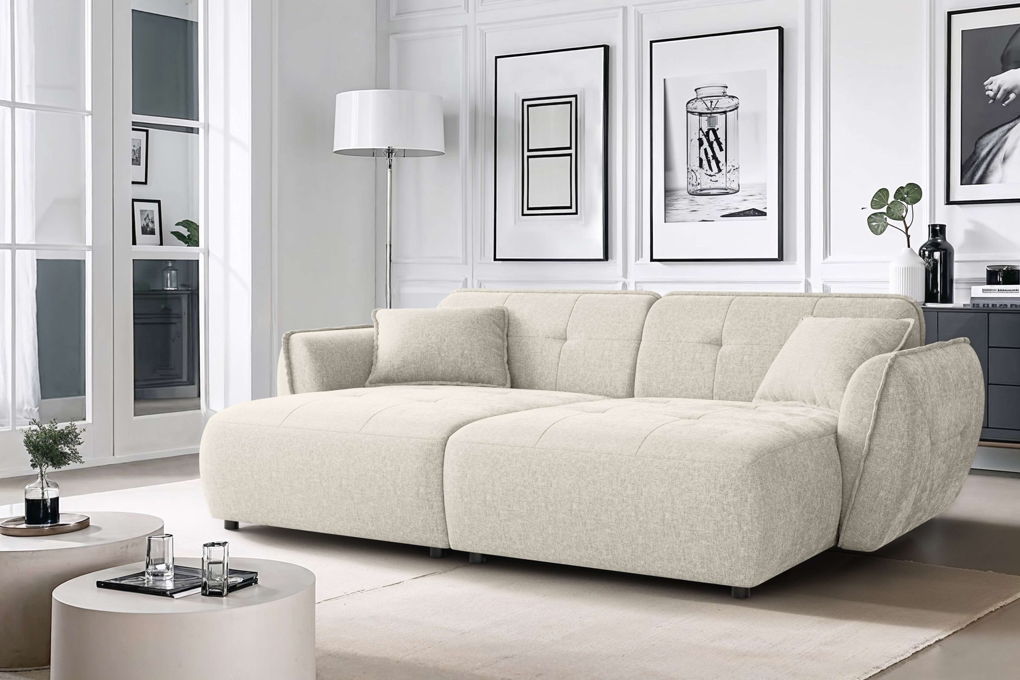 Home affaire Big-Sofa »MIRELDA Design-Sofa mit Steppungen, extra tief, Breite 251 cm« elegant und bequem, enthält 2 Zierkissen, belastbar bis 480kg