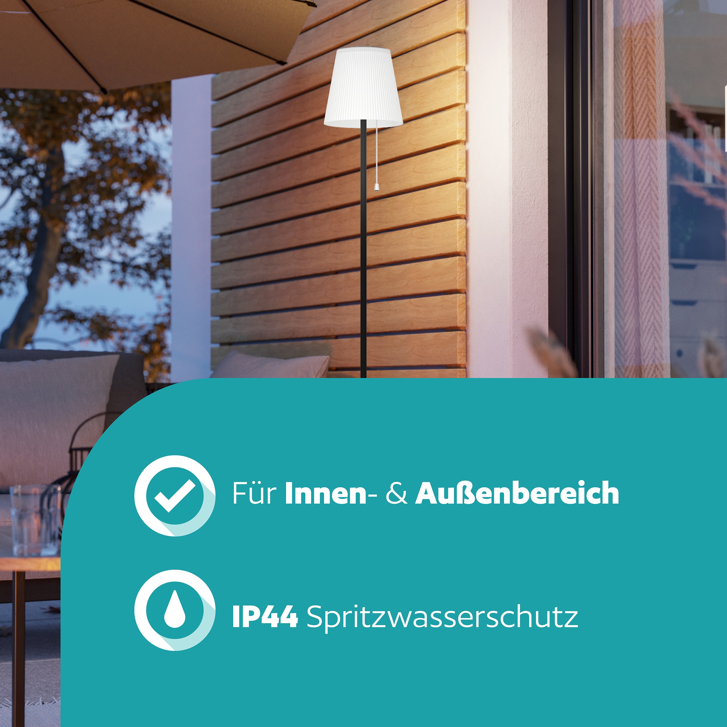 EGLO Stehlampe »SCORDIANO-L Stehlampe - Stahl - SOLAR-LED - 2,3W - IP44« LED-Modul 1 Stk. Kaltweiß | Neutralweiß | Warmweiß Standleuchte, Leselampe, Wohzimmer, Schlafzimmer, H120 x Ø13 cm