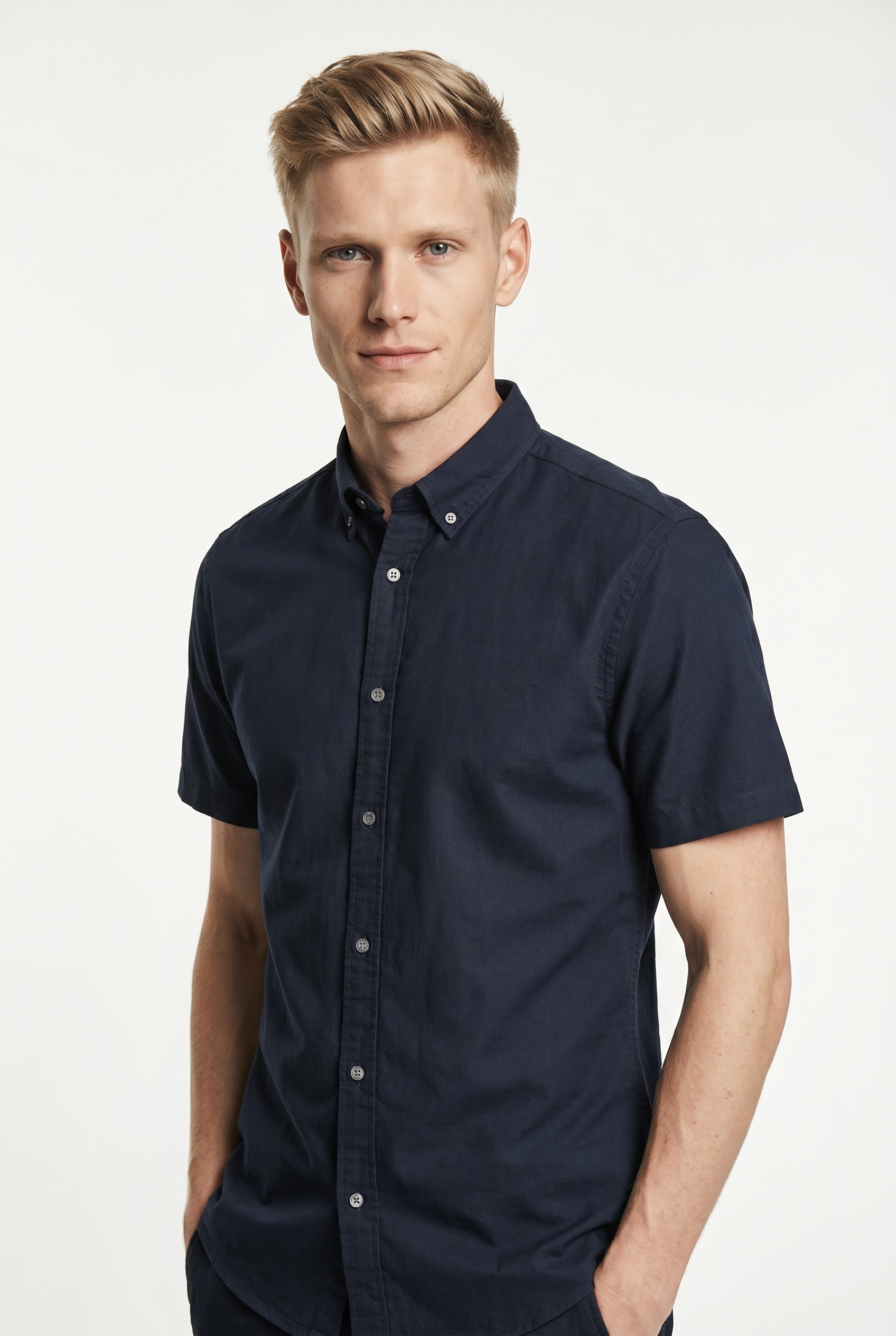 Jack & Jones Kurzarmhemd "JPRBLUHARVEY OXFORD S/S SHIRT" mit Button-Down Kragen
