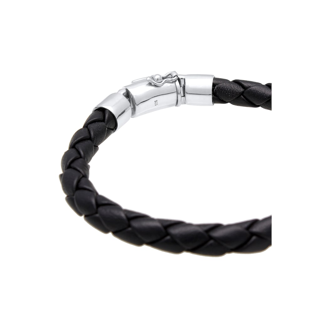 Kuzzoi Armband »Herren Lederarmband Kastenverschluss 925 Silber«