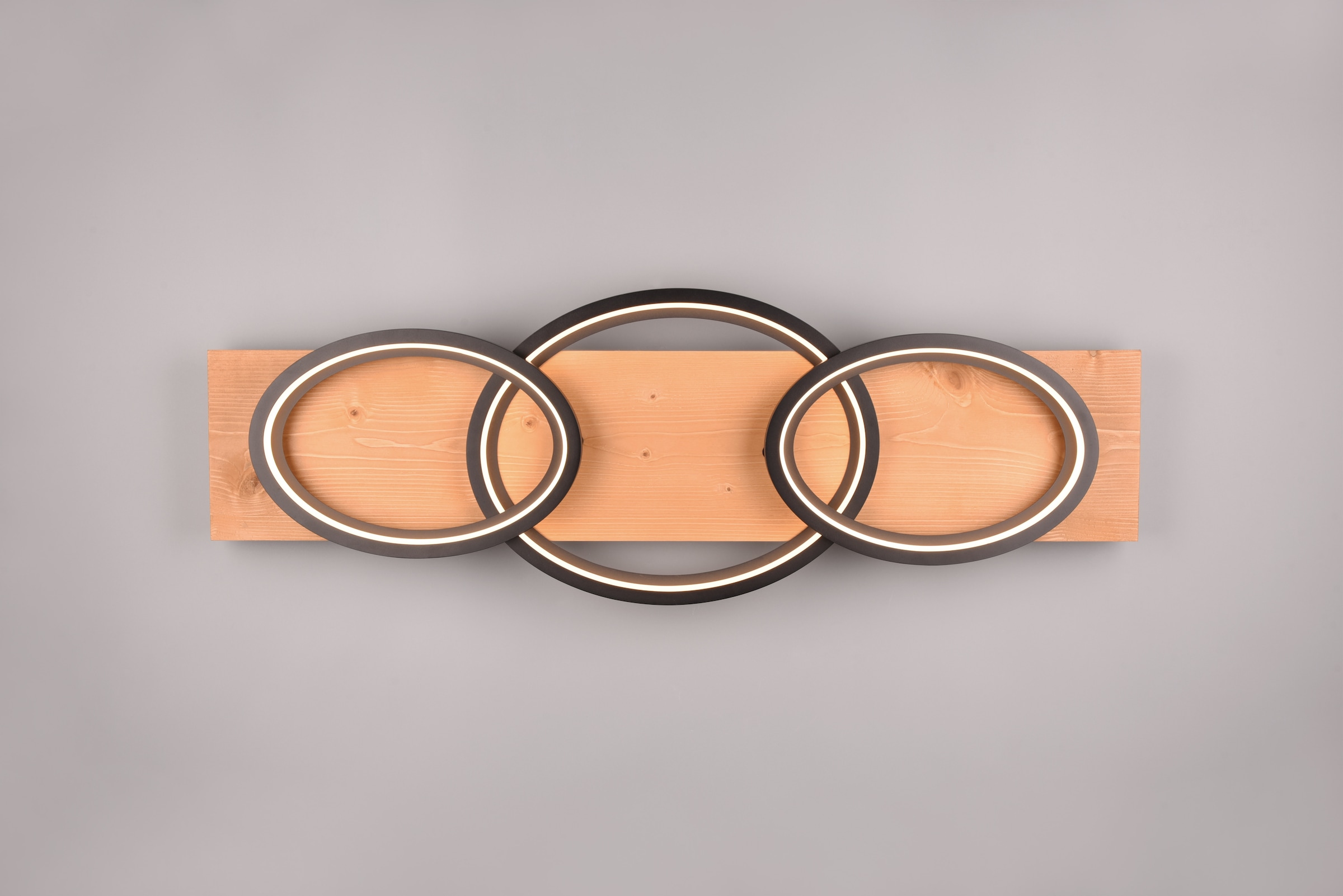 TRIO Leuchten LED Deckenleuchte »BARCA, dimmbare Deckenlampe aus Holz & Metall mit indirektem Licht«, 1 flammig, Leuchtmittel LED-Board | LED fest integriert, LED warmweiß & 4700 Lumen, für Wand- und Deckenmontage, 3 Dimmstufen
