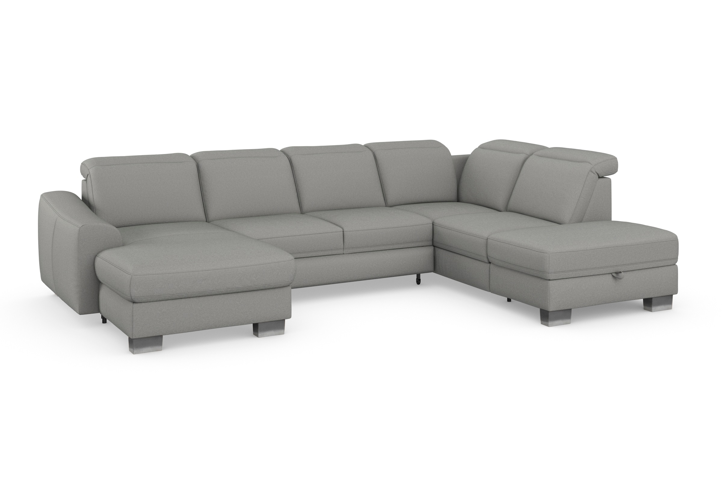 sit&more Wohnlandschaft »Dundee U-Form«, mit Federkern und Edelstahlfüßen, wahlweise mit Kopfteilverstellung