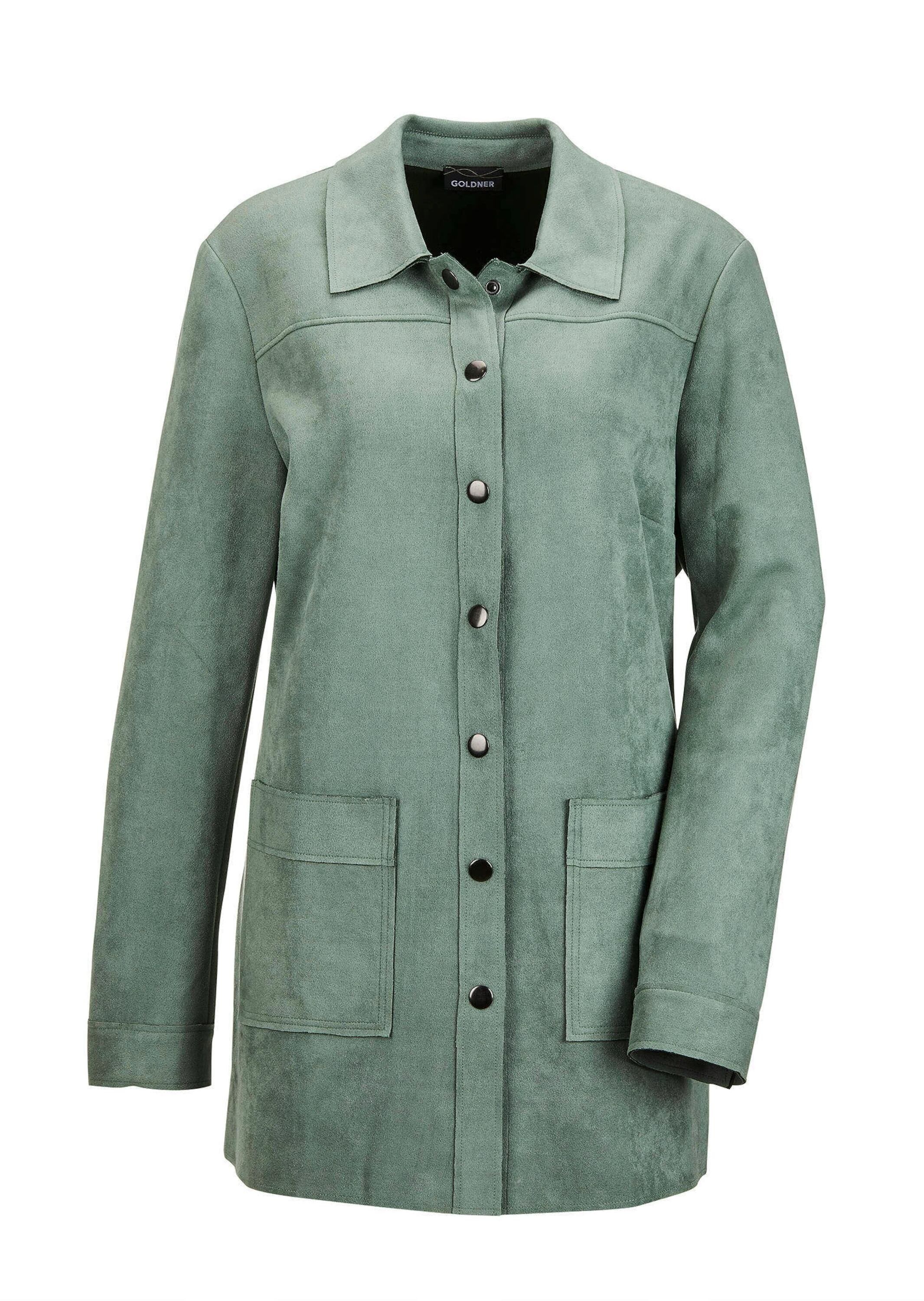 GOLDNER Kurzjacke "Kurzgröße Outdoorjacke aus Veloursimitat in Grün" nahtve günstig online kaufen