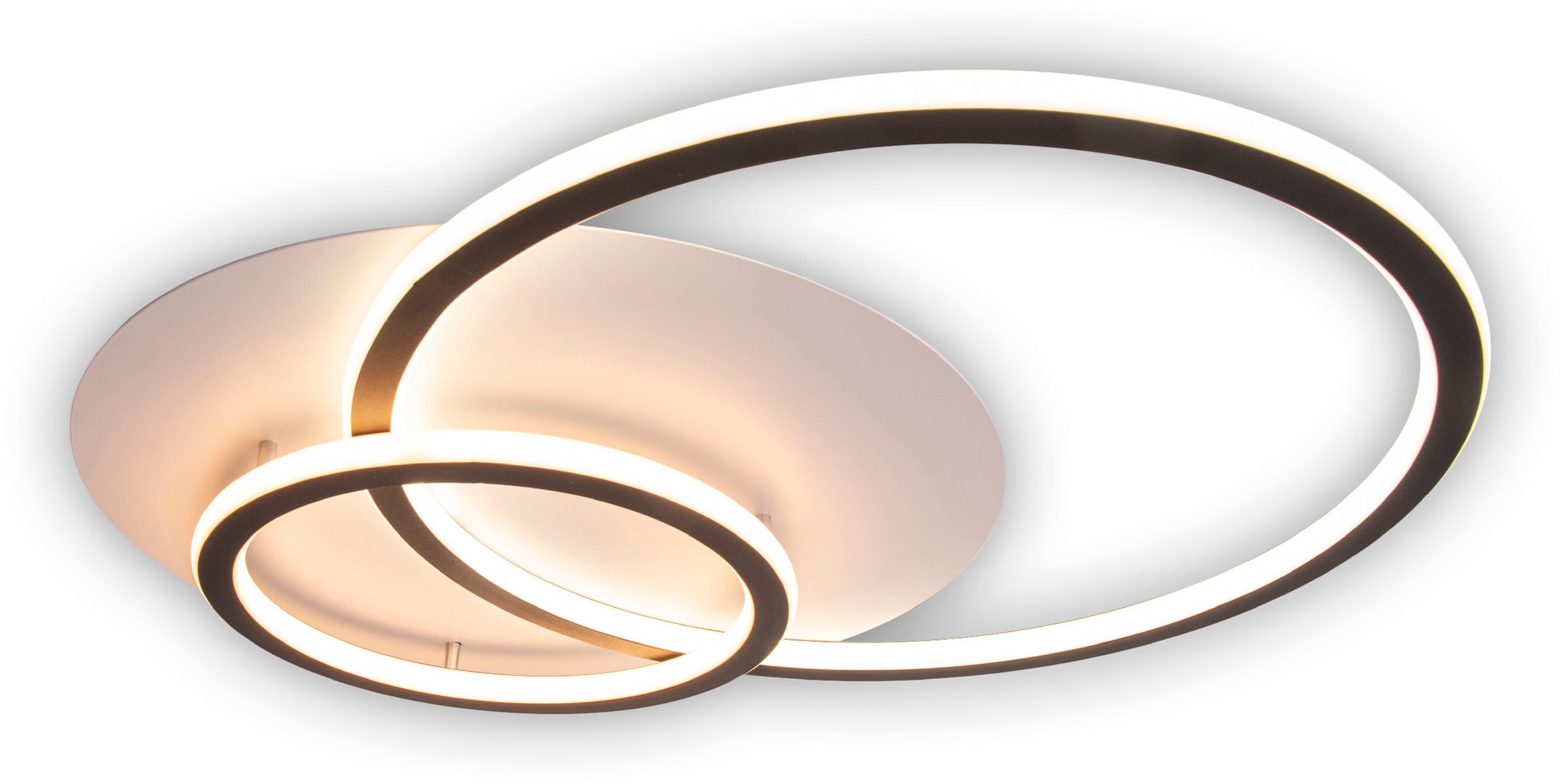 näve LED Deckenleuchte »Kirk«, 2 flammig, Leuchtmittel LED-Modul | LED fest integriert, Materialmix in drei unterschiedlichen Kreisformen, warmweißes Licht