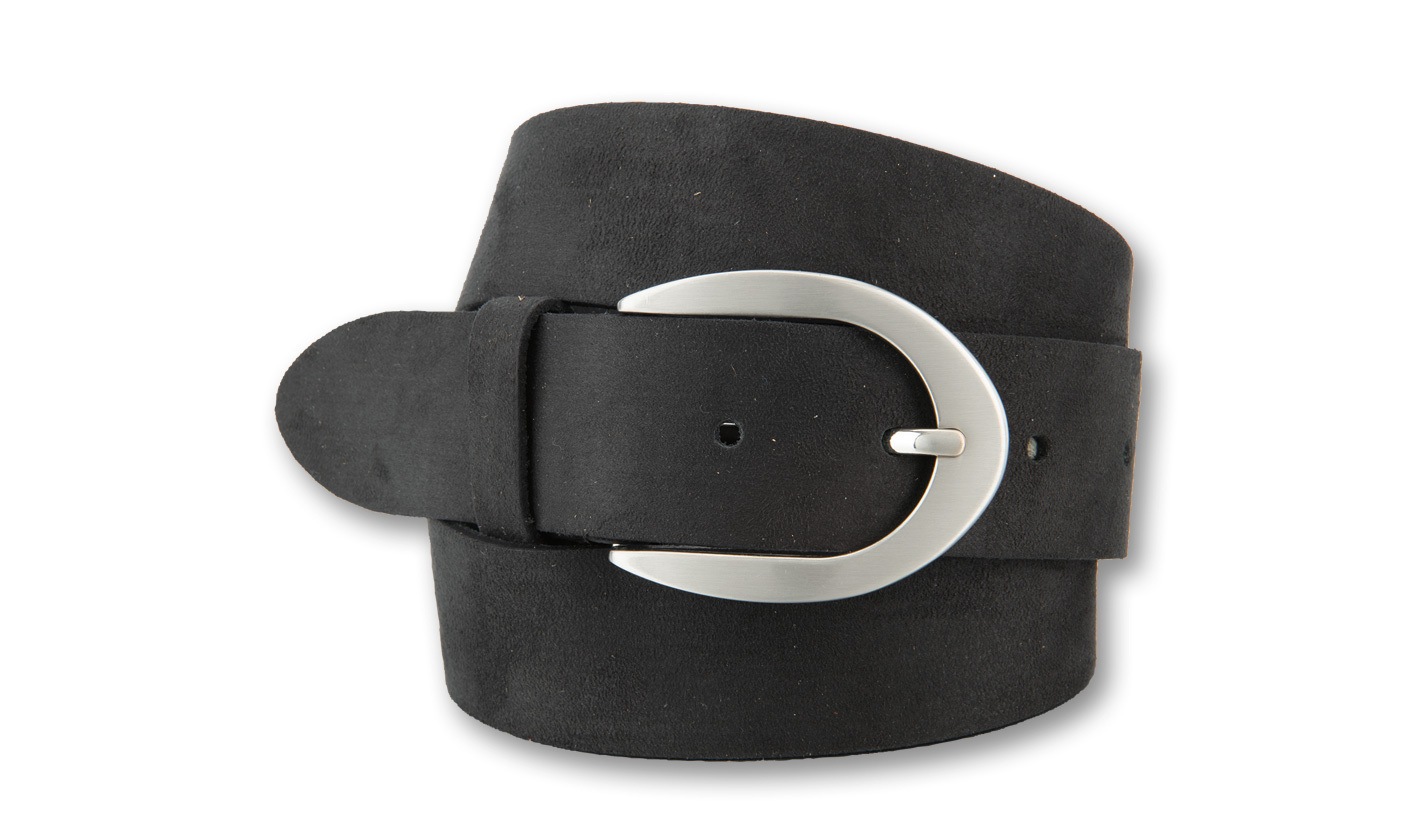Ledergürtel BERND GÖTZ "Ledergürtel aus samtigem Velours in Trendfarben", Damen, Gr. 95, schwarz, Rindsleder, Gürtel Ledergürtel