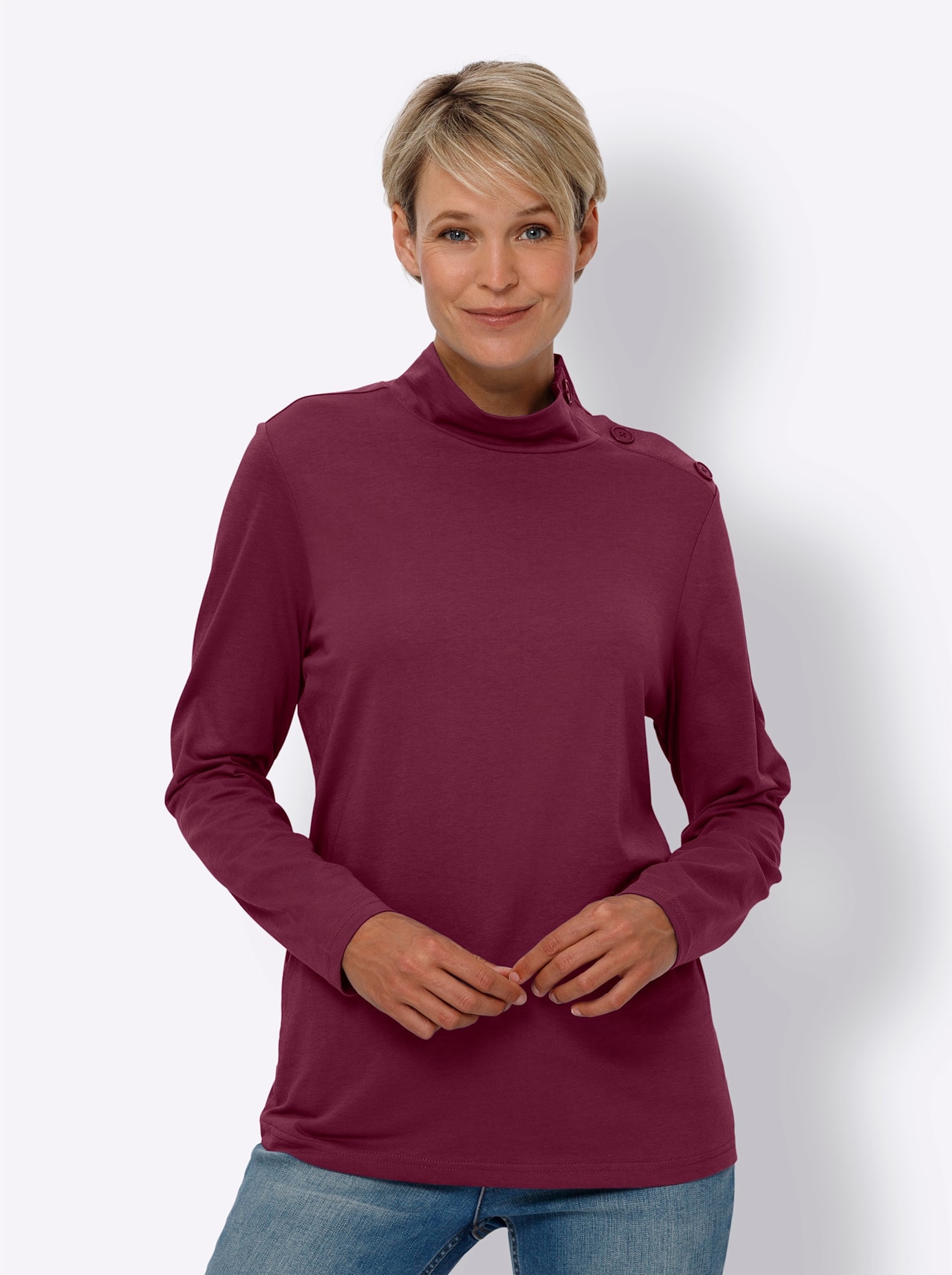 Classic Basics Langarmshirt "Stehkragen-Shirt" 1 Stk. tlg. günstig online kaufen