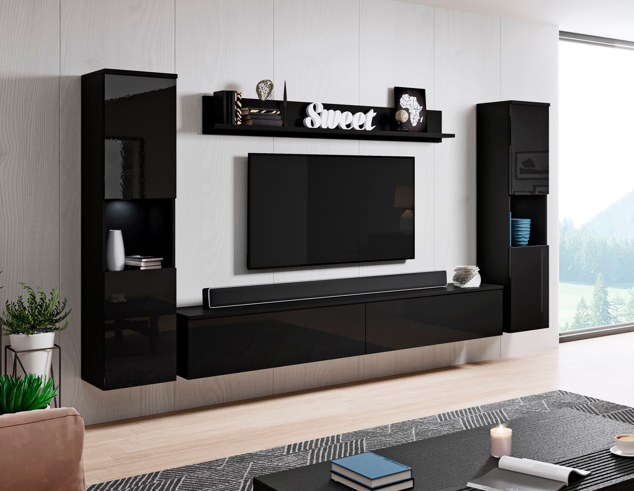 OTTO home Wohnwand "PARIS, Vitrine Türanschlag links/rechts wechselbar" Kom günstig online kaufen