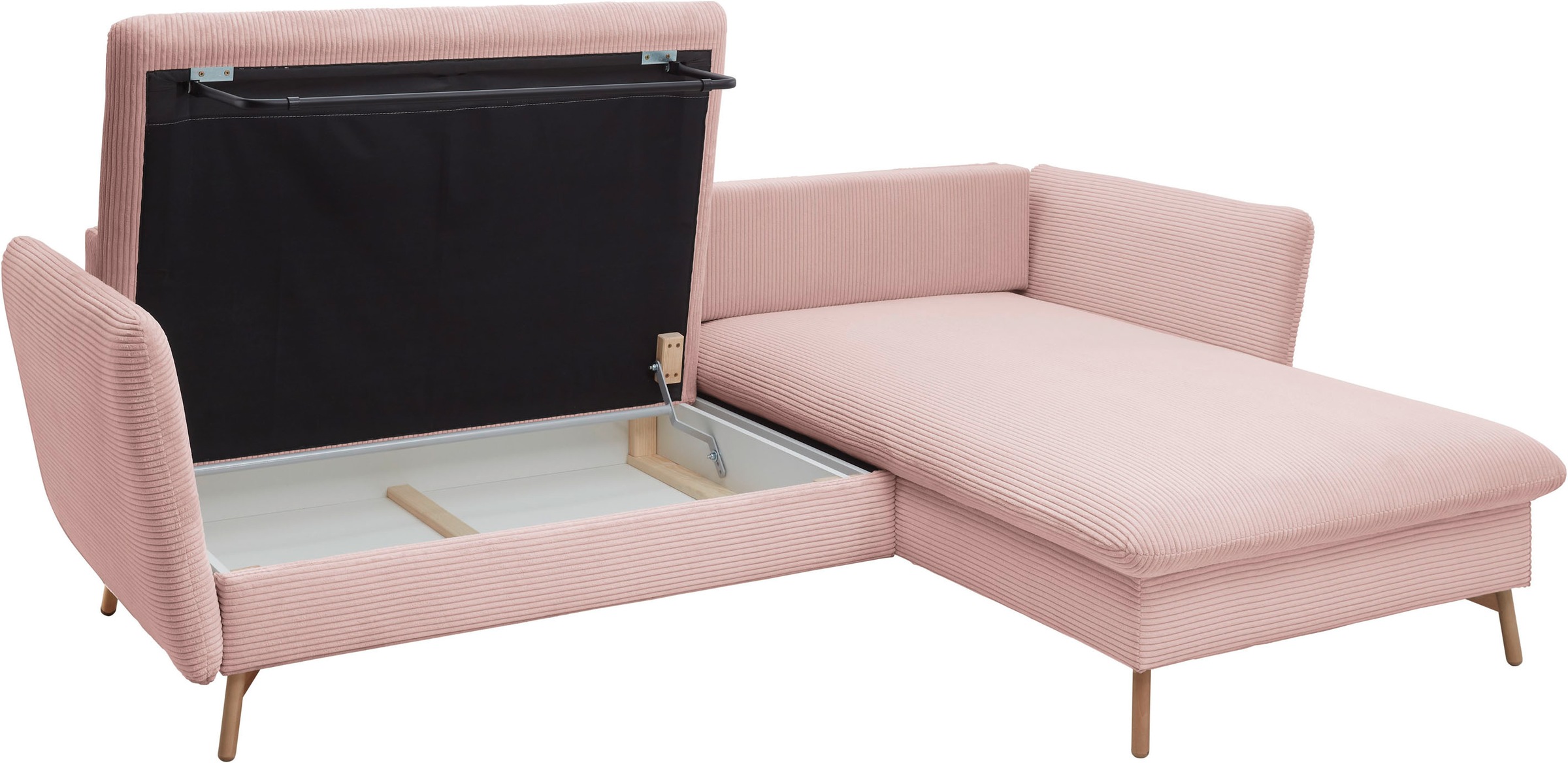 andas Ecksofa »MERLE, 258 cm, L-Form, traumhafter Cord,«, mit Bettfunktion und Bettkasten, Liegefläche 224 x 139