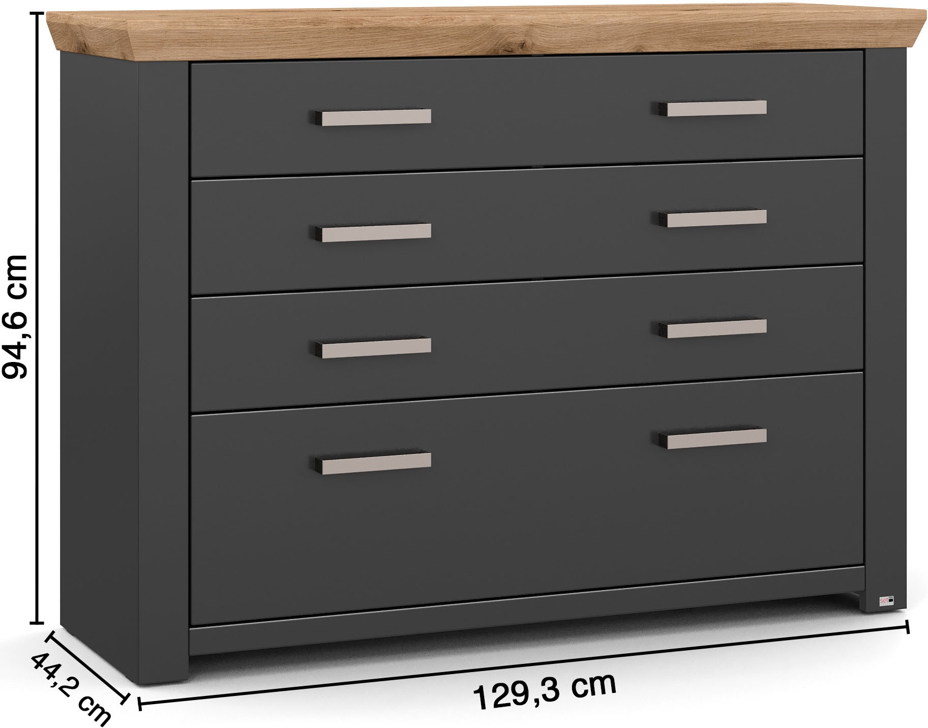 set one by Musterring Kommode »York Schlafen«, (1 St.), 8 Schubkästen an 4 Fronten, zwei Farbvarianten, Metallgriff, B129cm